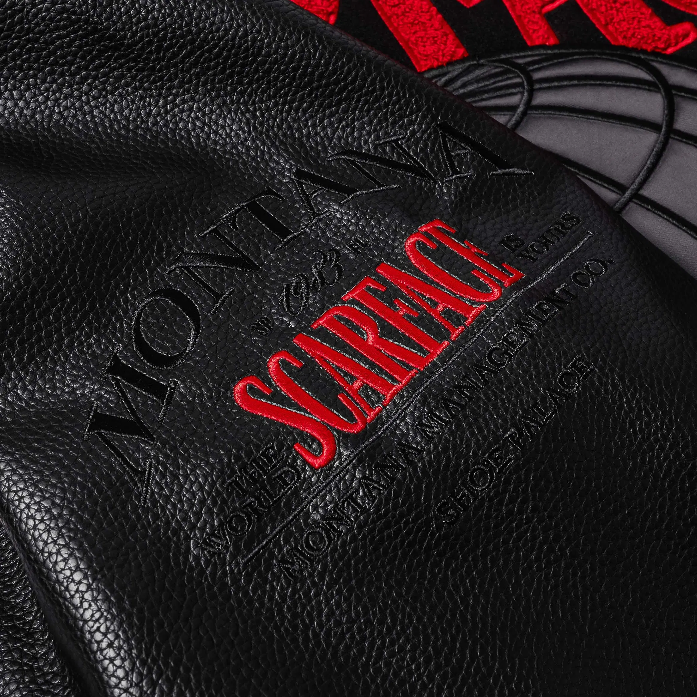 SCARFACE X SP SP x Scarface TWIY Varsity Jacket (Black/Red)