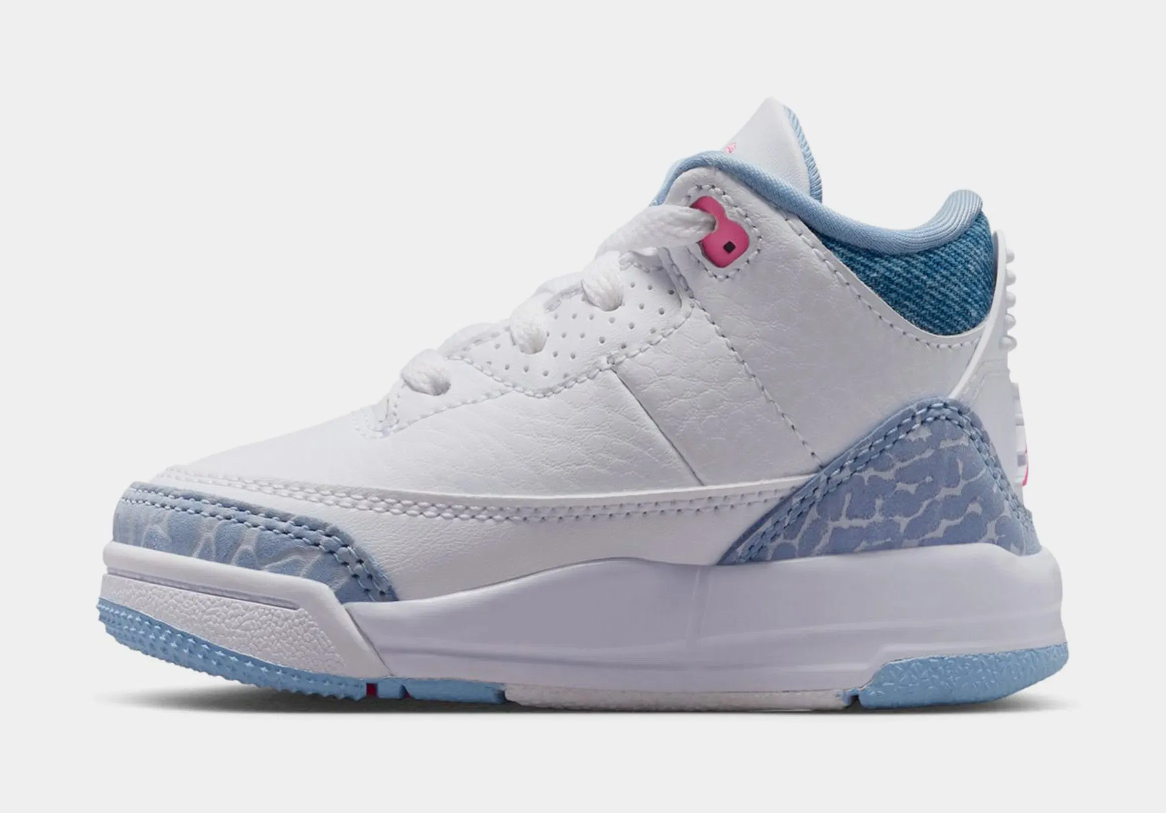 Air Jordan 3 Retro Cobalt Bliss Infant Toddler Lifestyle Shoes (White/Cobalt Bliss/Football Grey/Pink Glow)