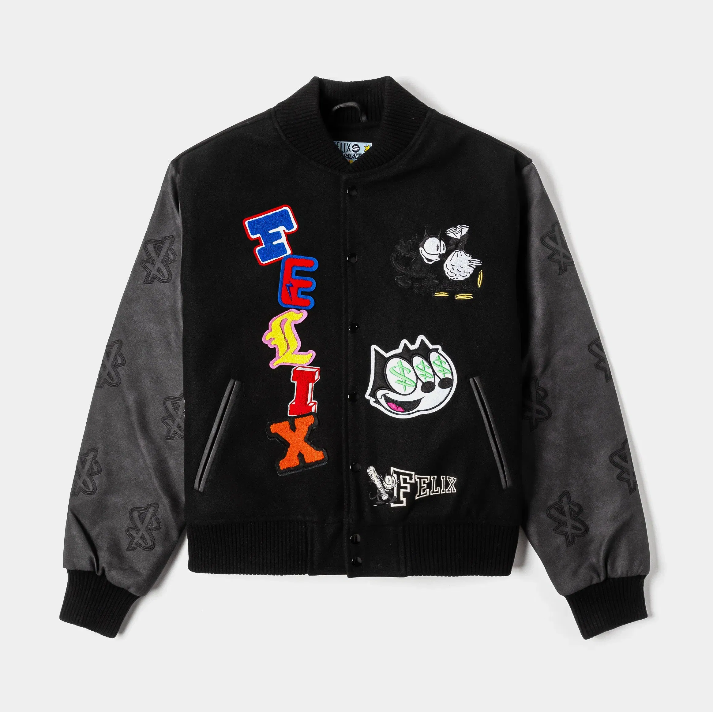FELIX THE CAT X SP SP x Felix The Cat Dreaming Varsity Mens Jacket (Black)