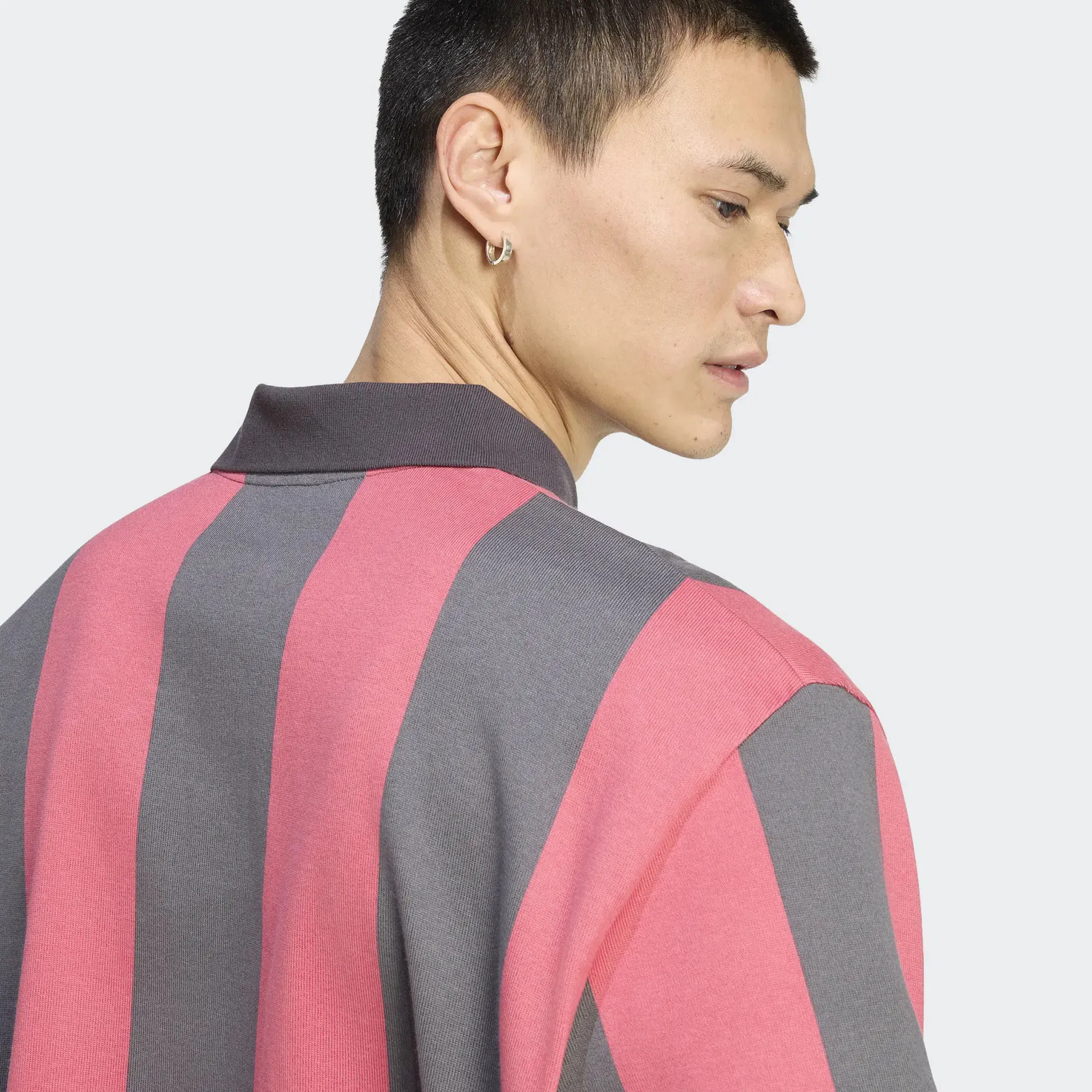 adidas Originals Graphic Polo Mens Long Sleeve Shirt (Utility black/Pure Ruby)