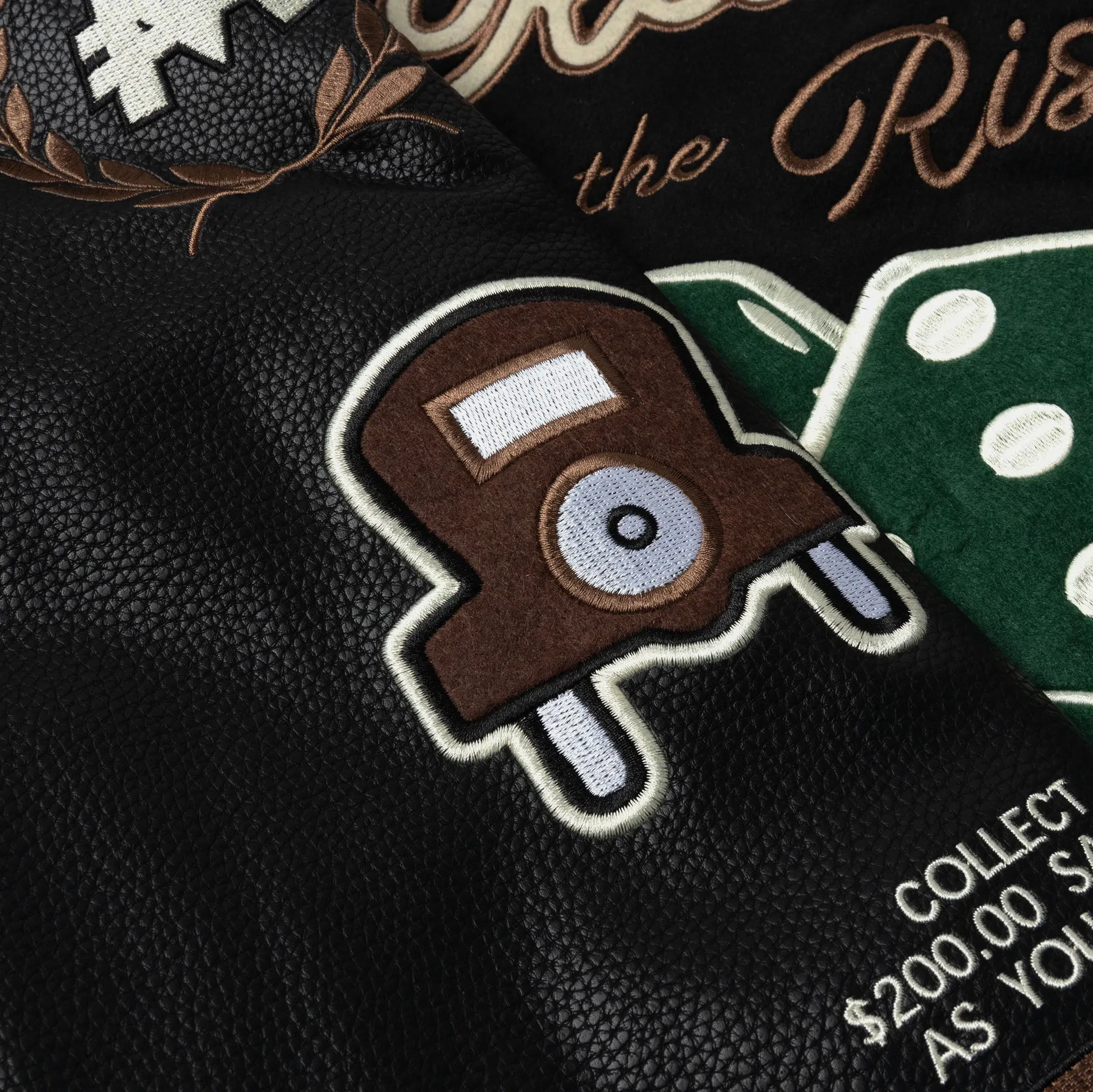 MONOPOLY X SP SP x Monopoly No Risk Varsity Mens Jacket (Black/Brown)