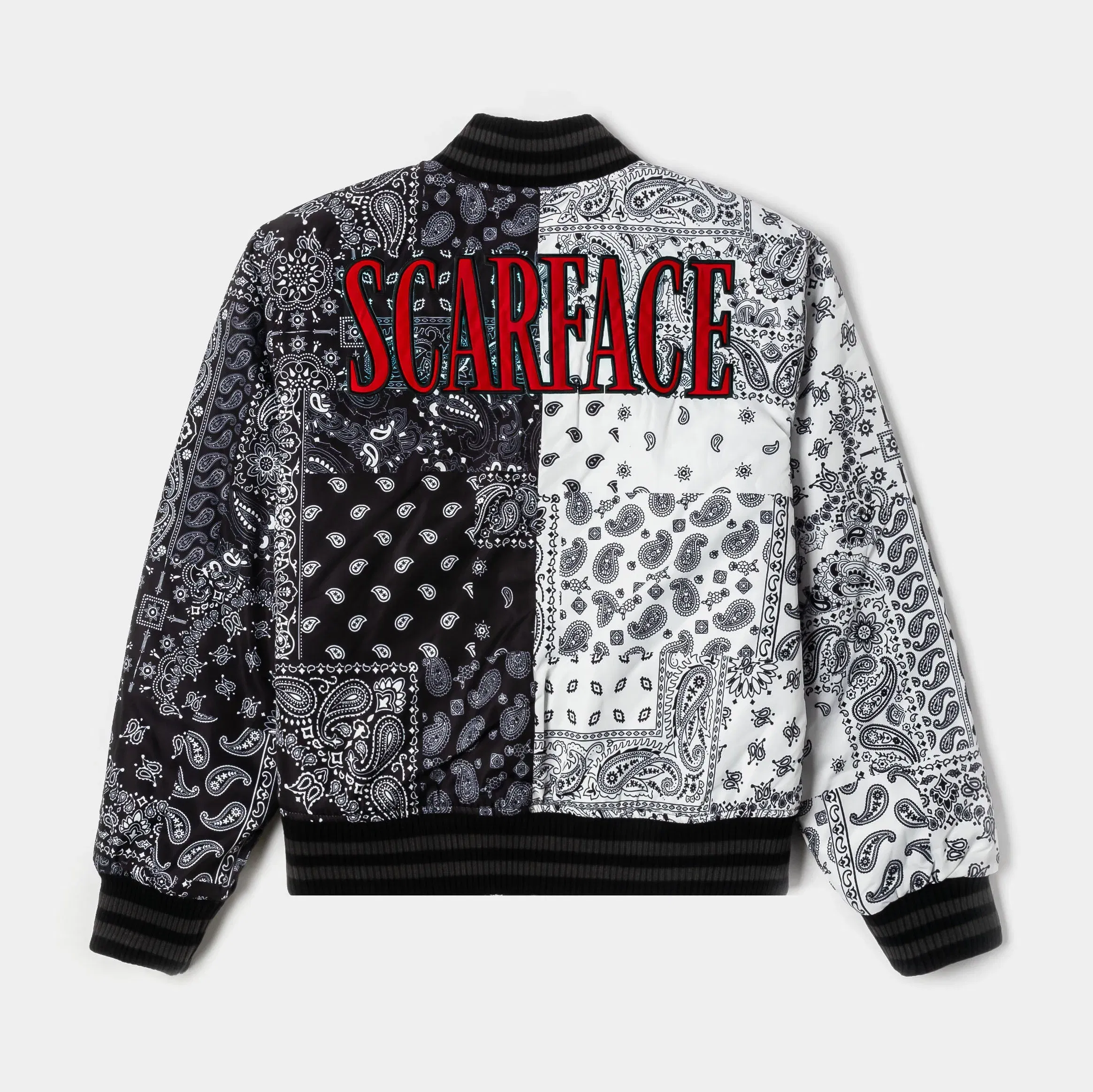 SCARFACE X SP SP x Scarface Paisley Varsity Jacket (Black/White)