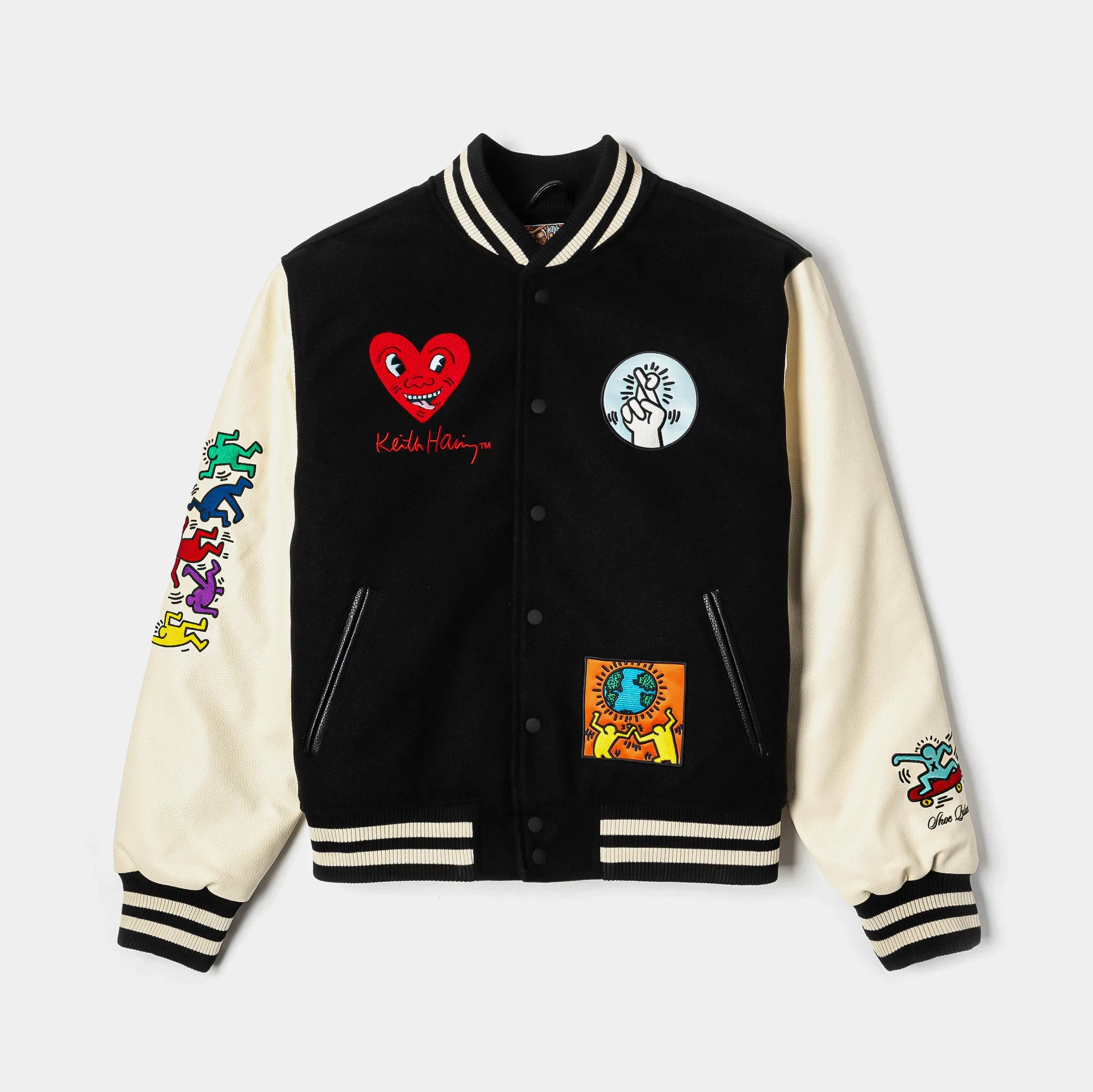 KEITH HARING X SP SP x Keith Haring Varsity Mens Jacket (Black/Cream)