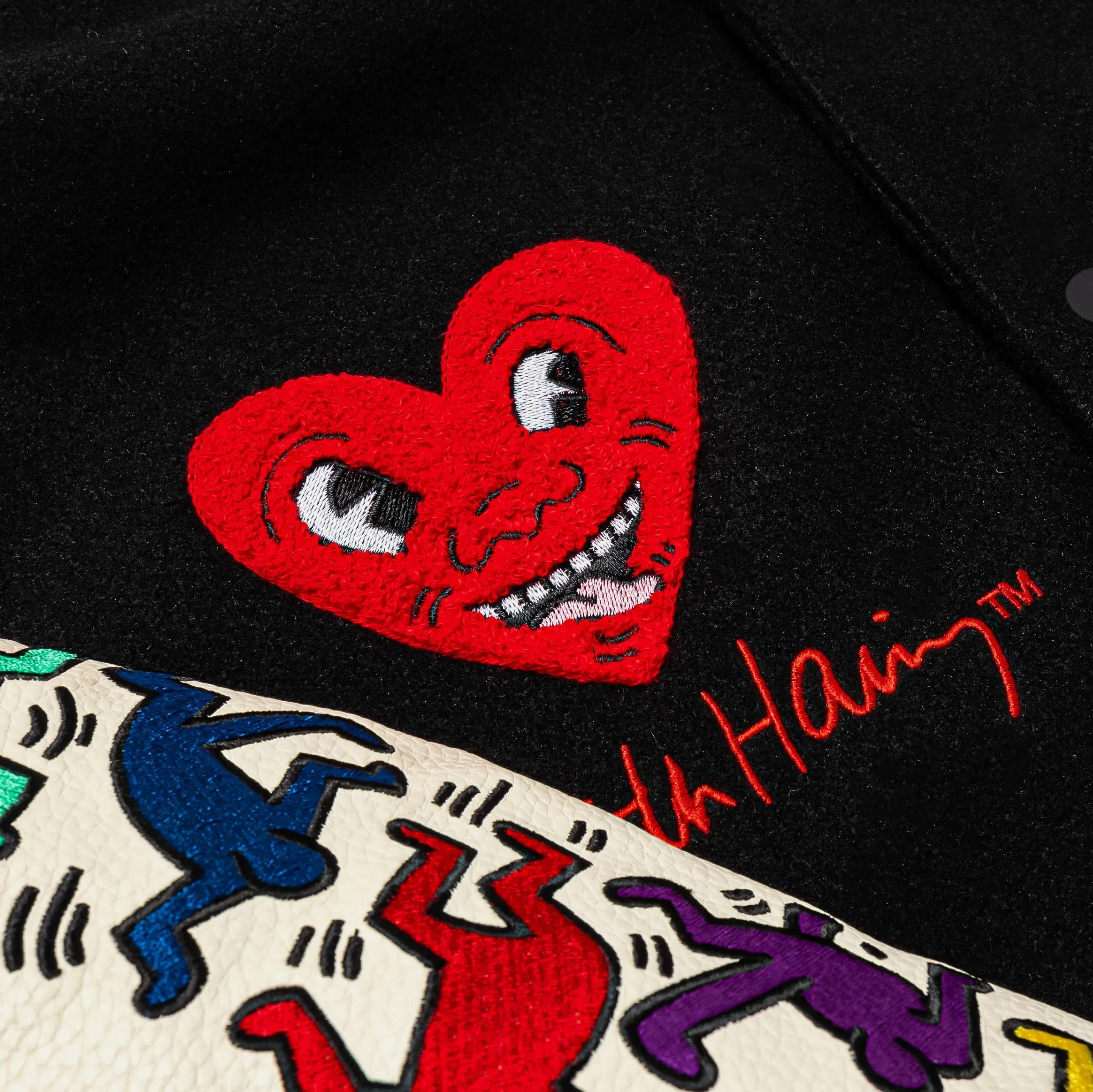 KEITH HARING X SP SP x Keith Haring Varsity Mens Jacket (Black/Cream)
