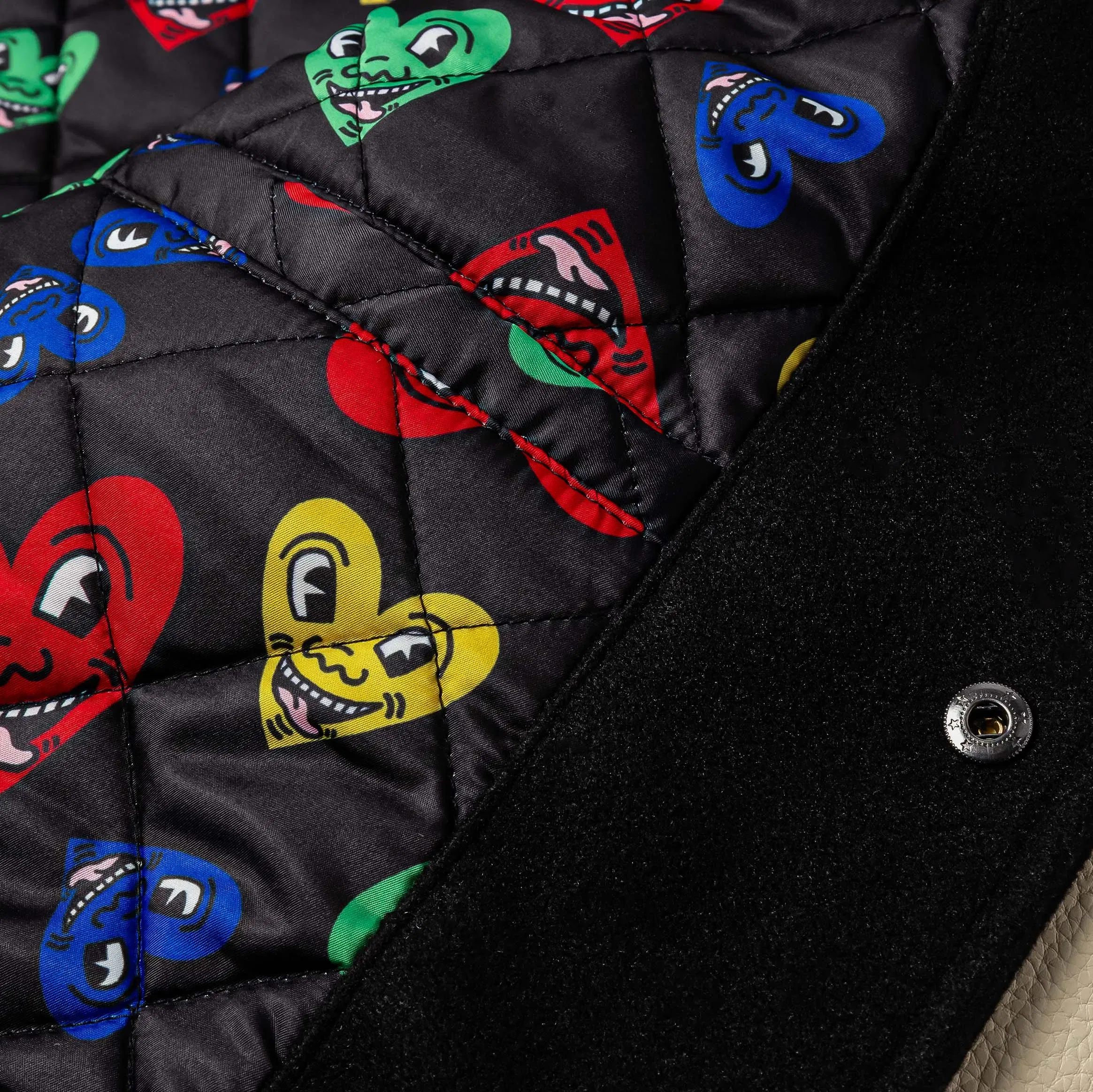 KEITH HARING X SP SP x Keith Haring Varsity Mens Jacket (Black/Cream)