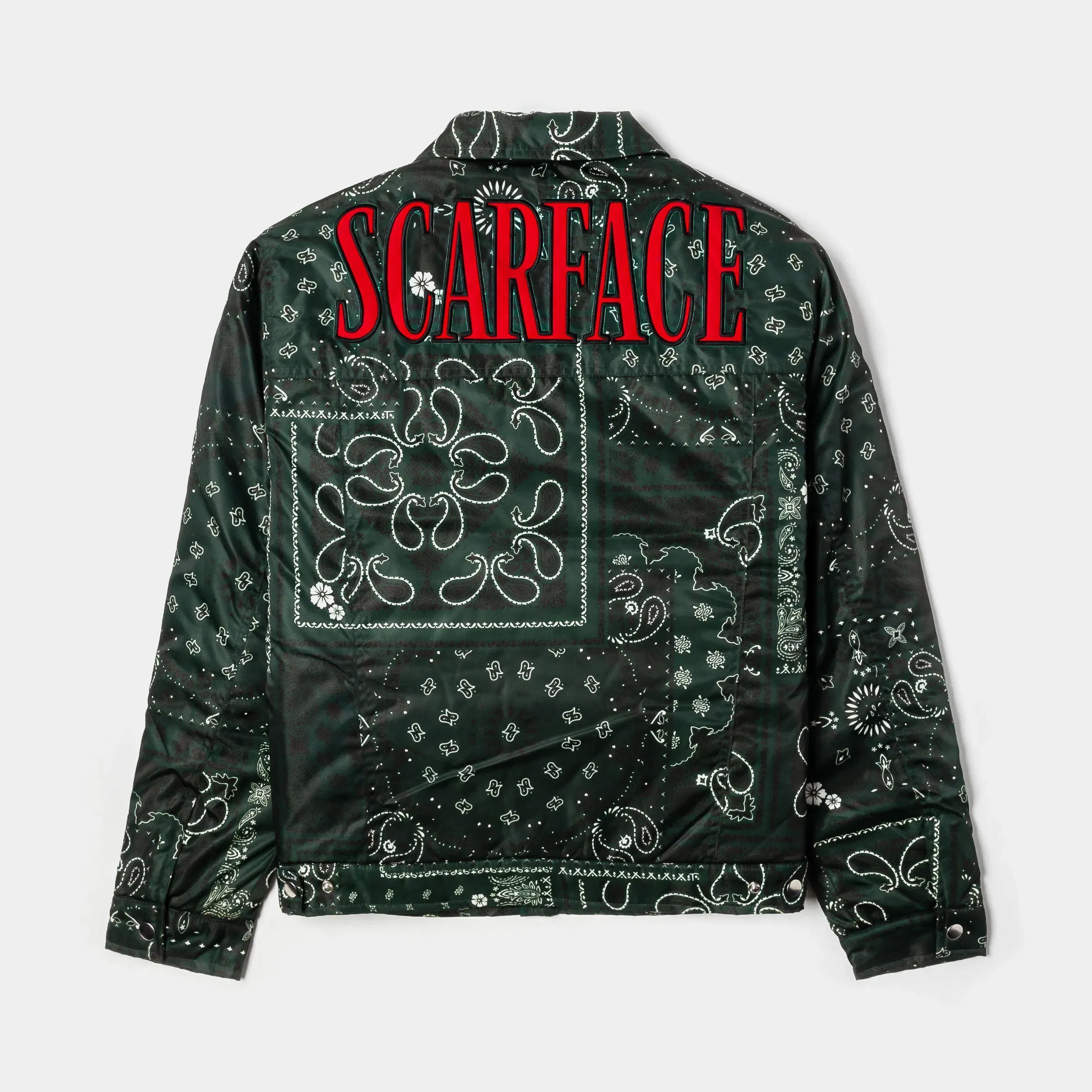 SCARFACE X SP SP x Scarface Satin Paisley Mens Jacket (Green/White)