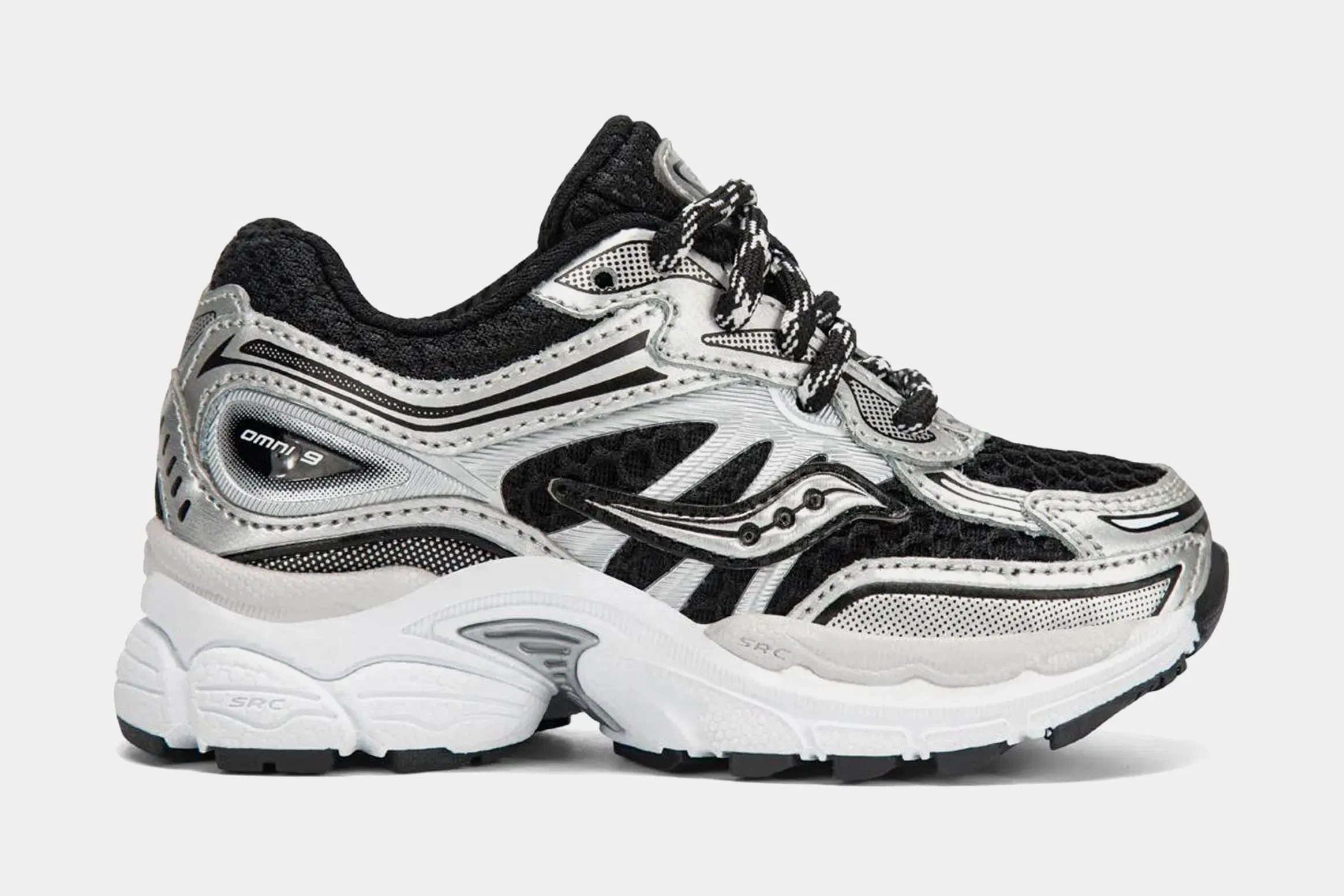 Saucony Kids Omni 9 Infant Toddler Running Shoes (Black/Silver)