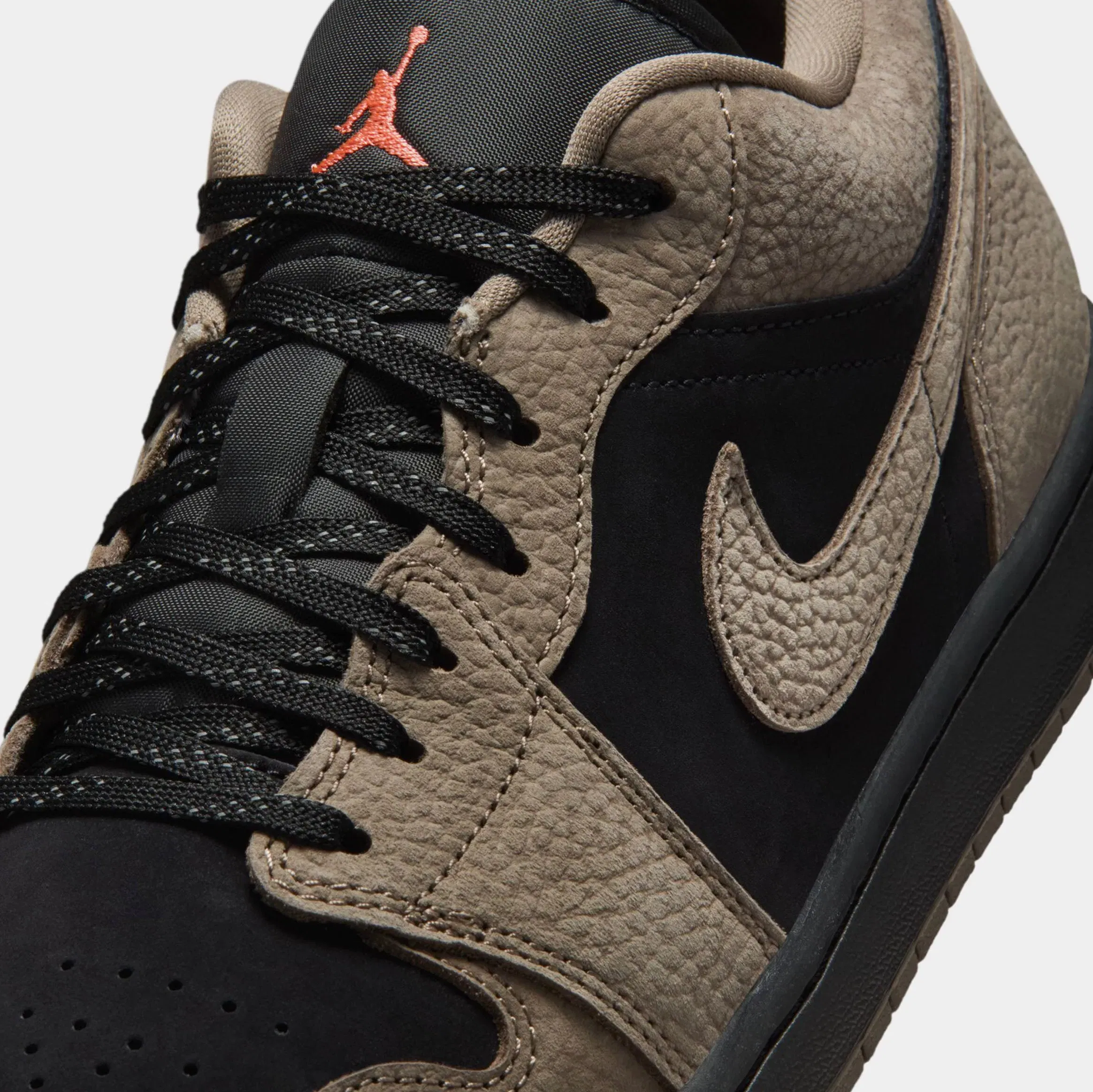 Air Jordan 1 Low SE Mens Lifestyle Shoes (Black/Light Wild Mango/Olive Grey)