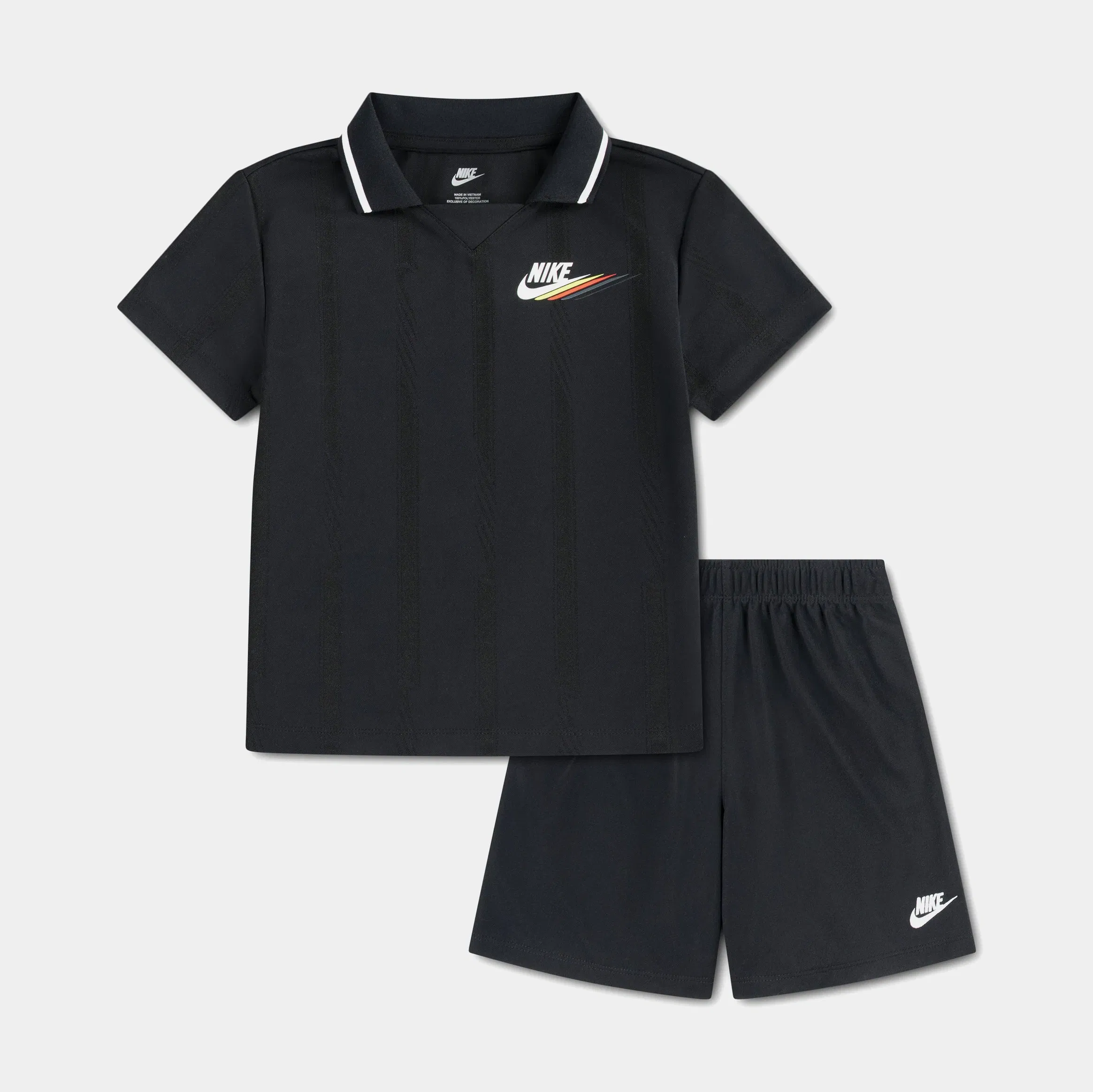 Nike Victory Lap Polo and Shorts Preschool Set (Black)