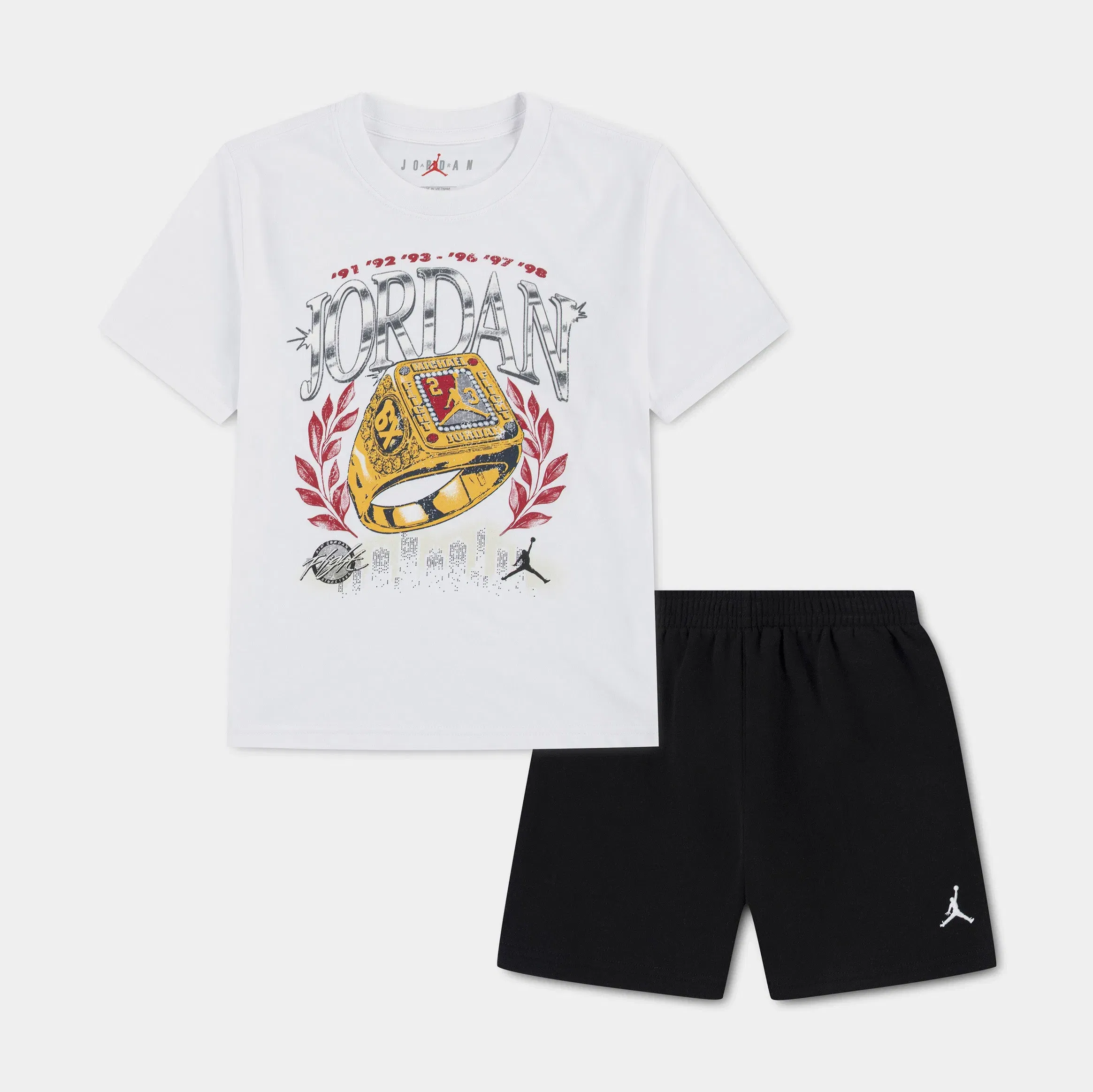 Air Jordan Skyline Rings Fleece Prechool Set (White/Black)