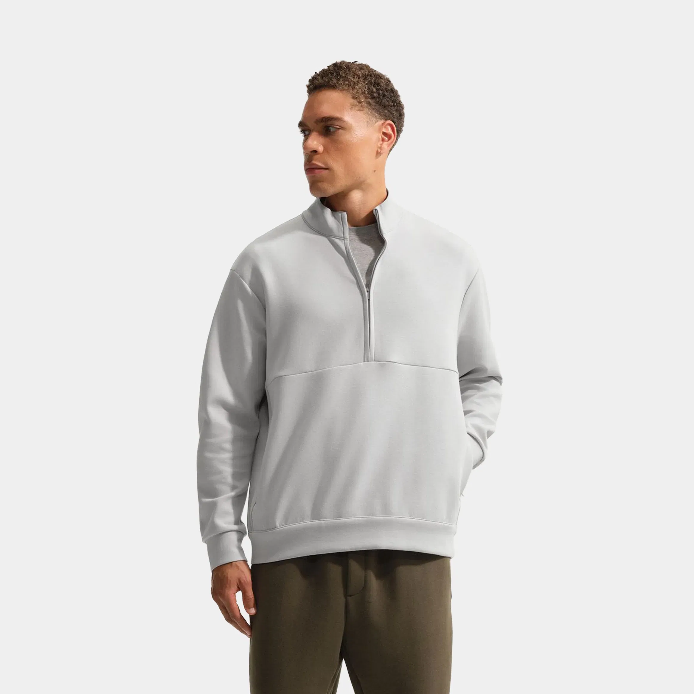 Nike 24.7 ImpossiblySoft Dri Fit Half Zip Up Mens Jacket (Grey Fog/Light Smoke Grey)