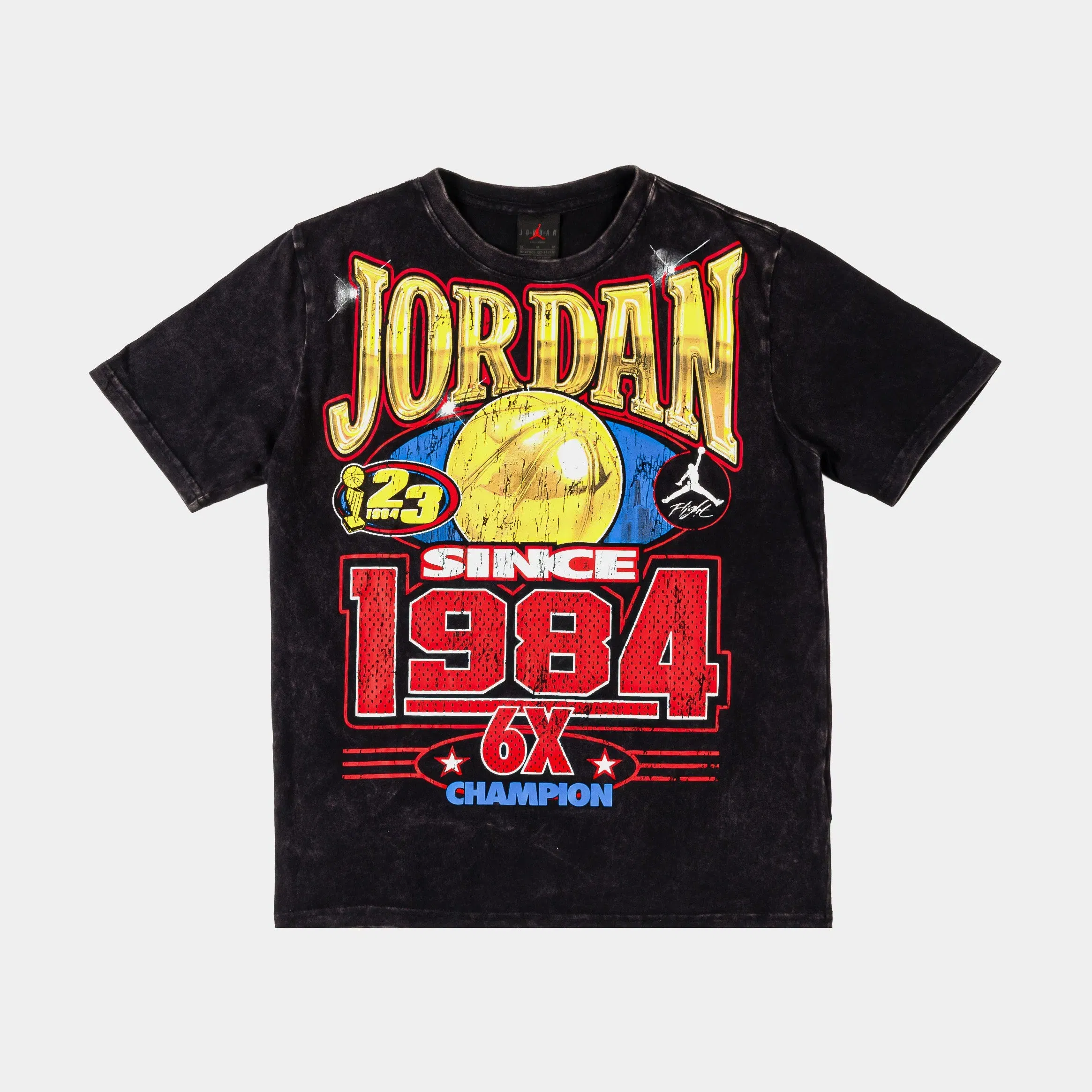 Air Jordan Gold 6 Times Since '84 Grade School Short Sleeve Shirt (Black)