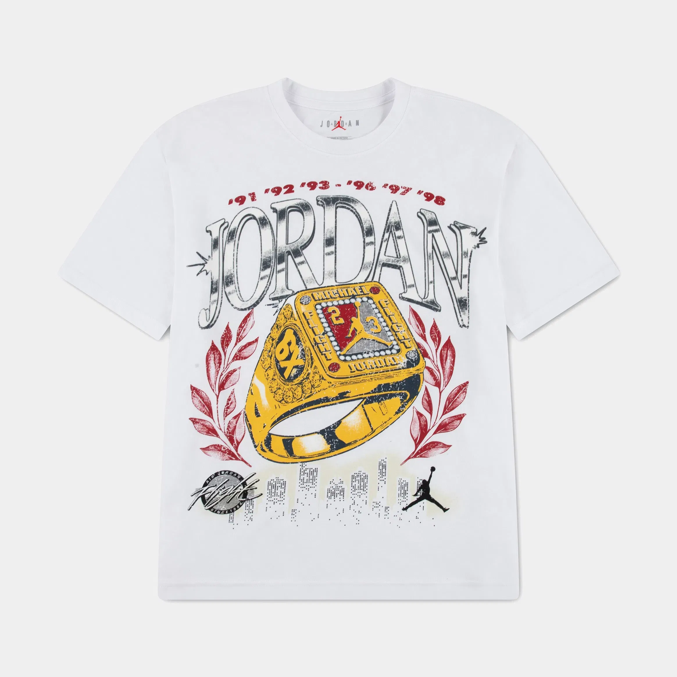 Air Jordan Skyline Rings Grade School Short Sleeve Shirt (White)