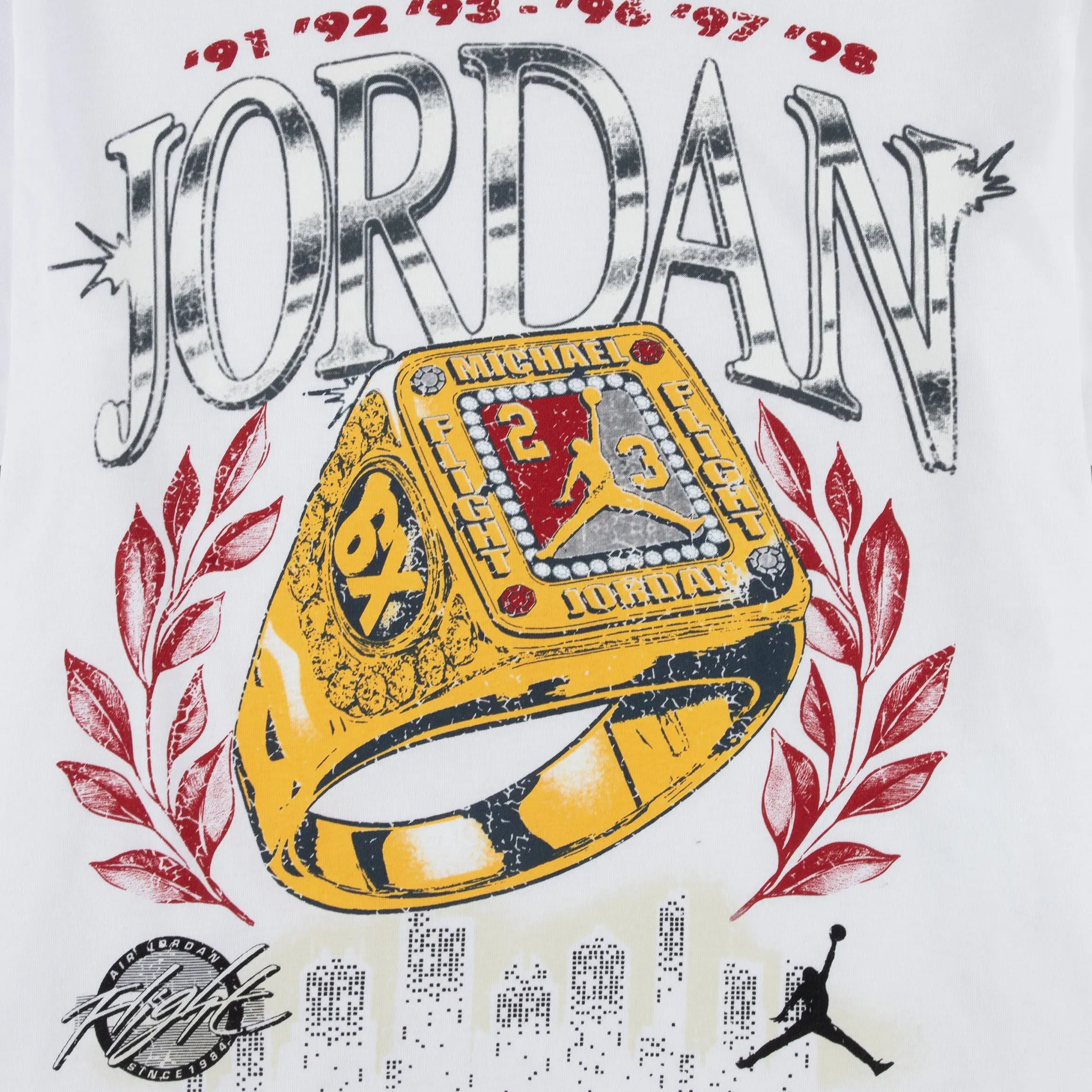 Air Jordan Skyline Rings Grade School Short Sleeve Shirt (White)