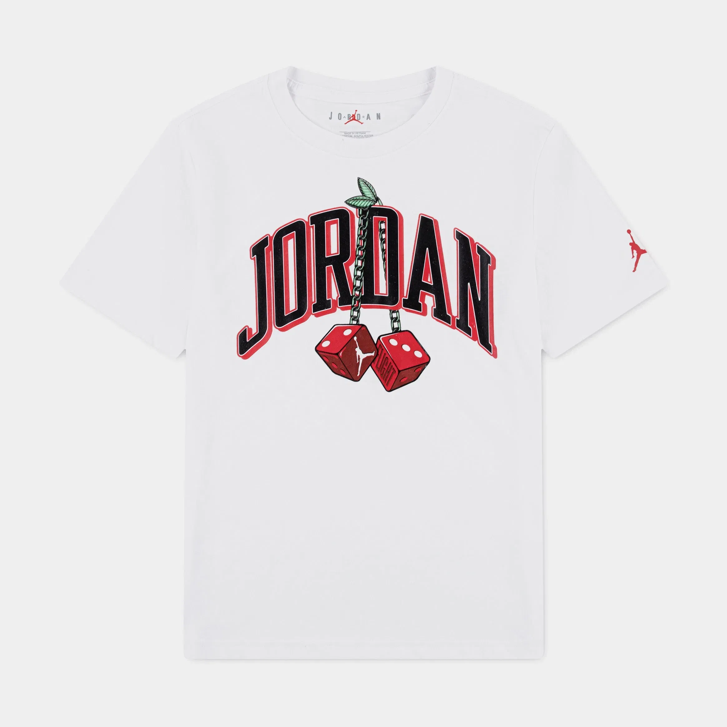 Air Jordan 13 Cherry Dice Grade School Short Sleeve Shirt (White)