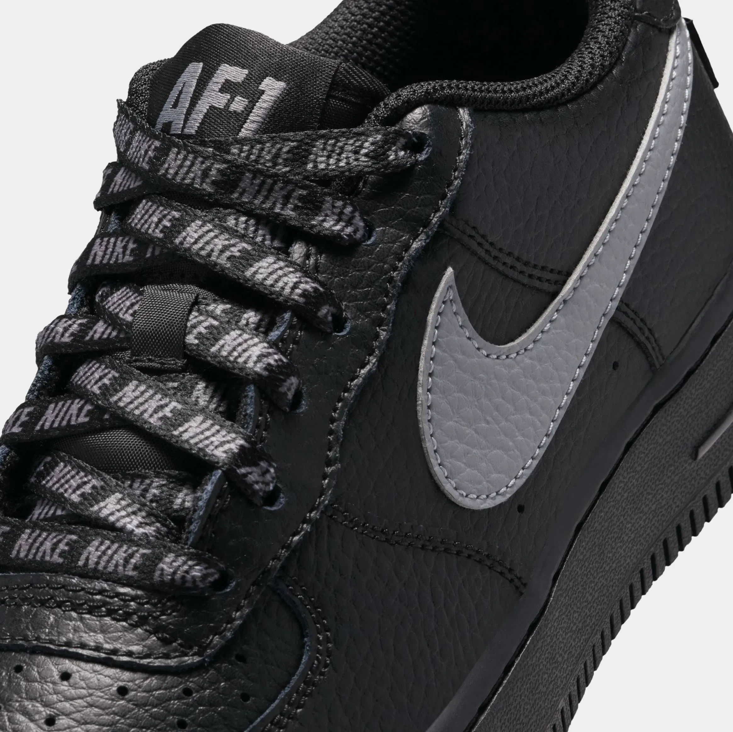 Nike Air Force 1 Low Grade School Lifestyle Shoes (Black/Smoke Grey)