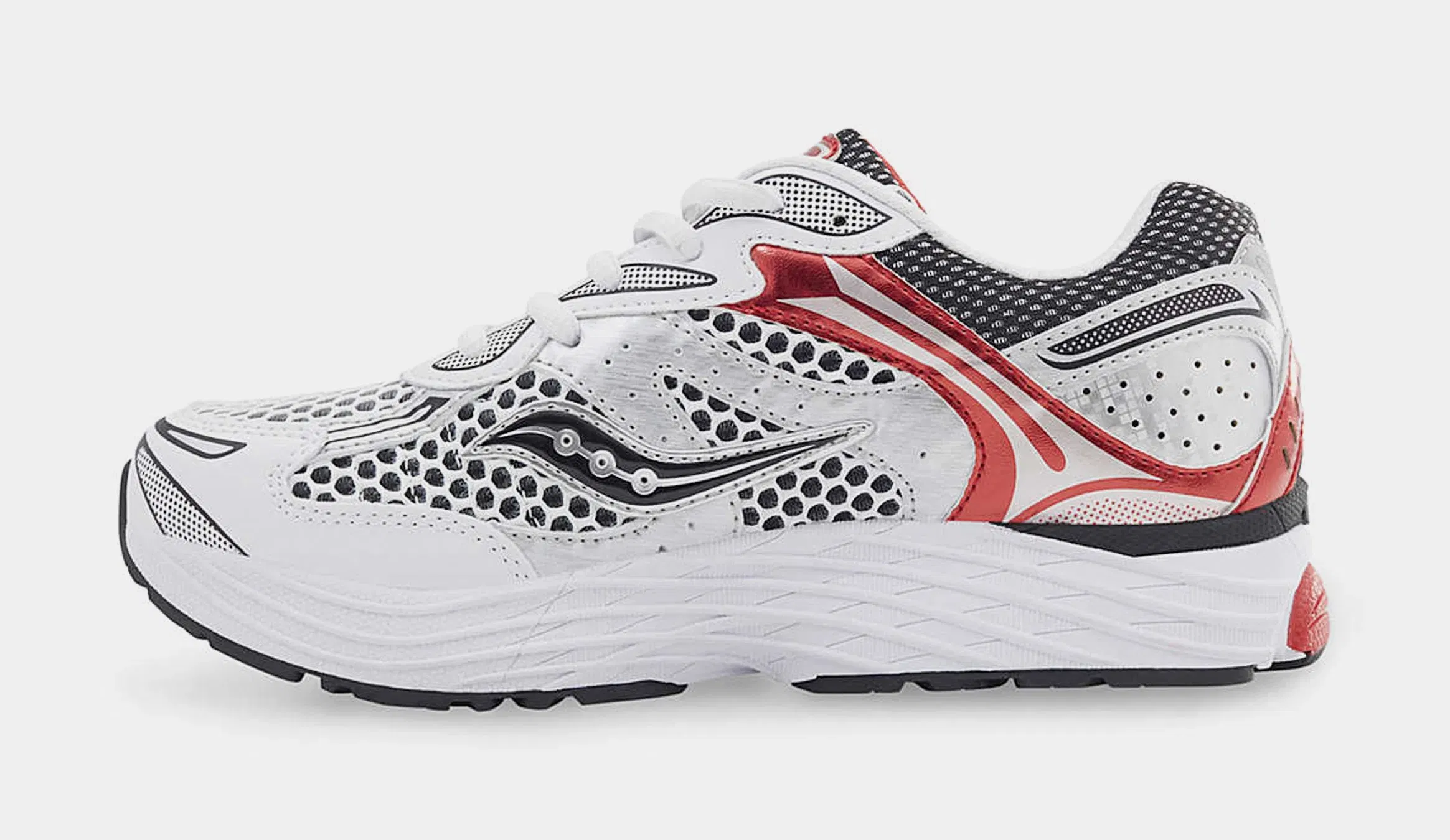 Saucony Omni 9 Grade School Running Shoes (White/Red)