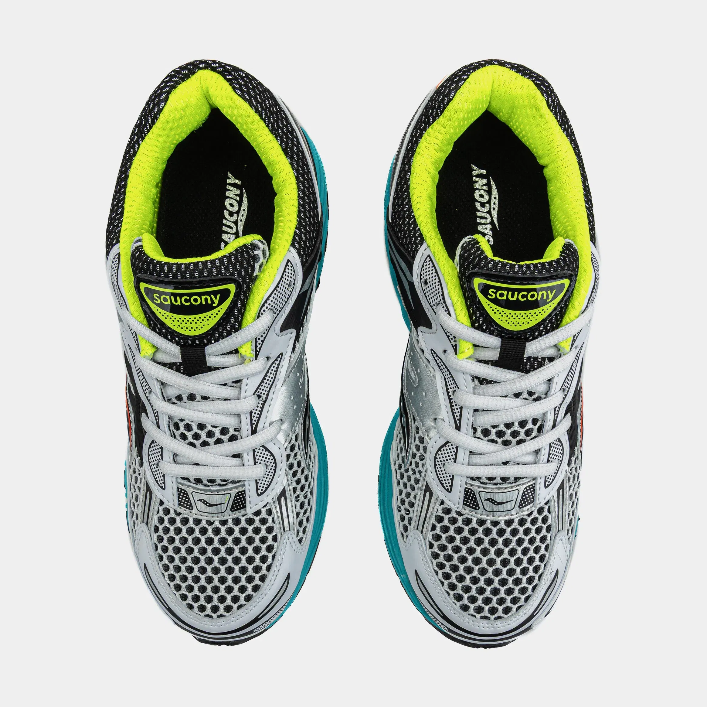 Saucony Omni 9 Grade School Running Shoes (Silver/Green)