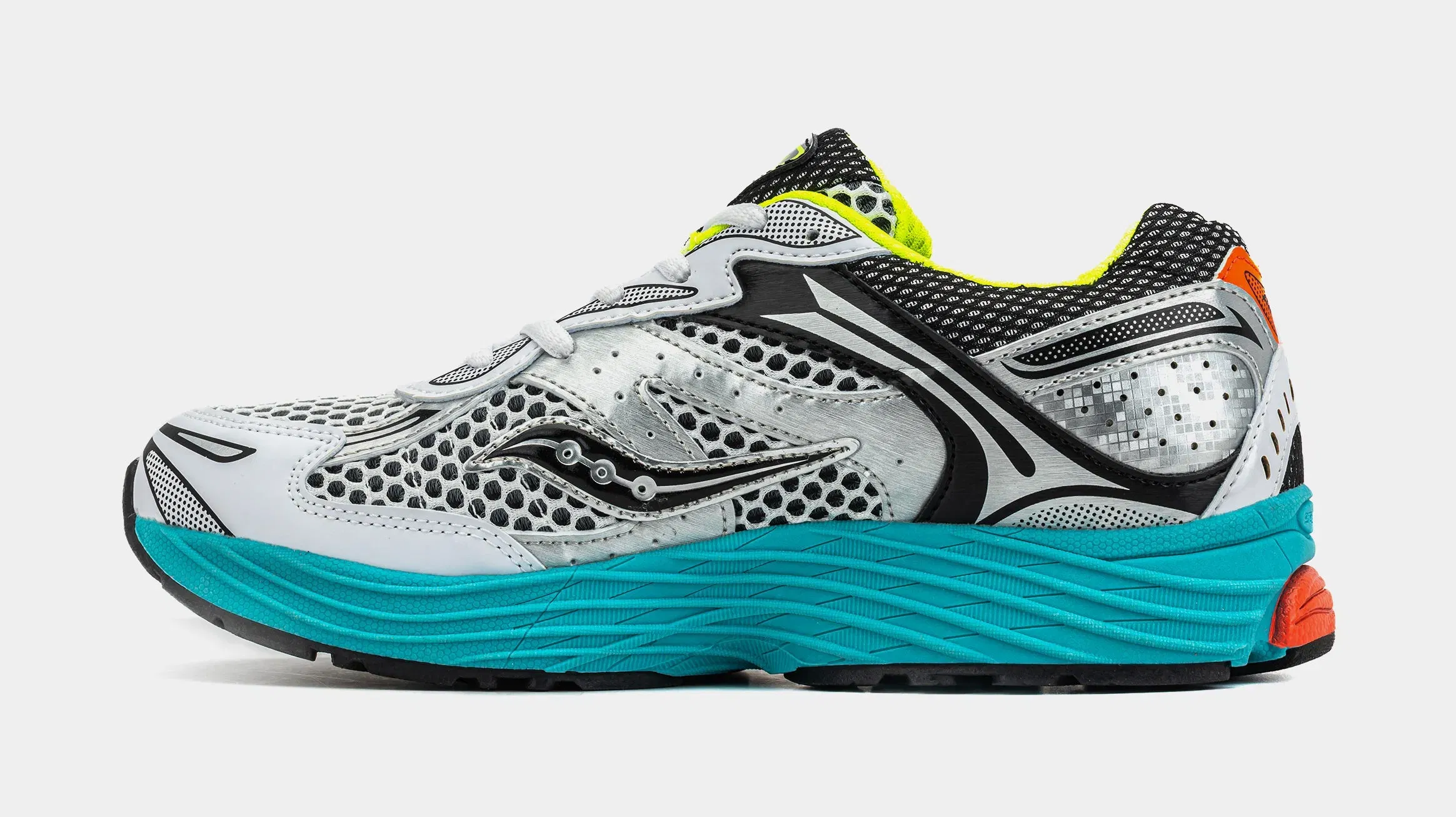 Saucony Omni 9 Grade School Running Shoes (Silver/Green)