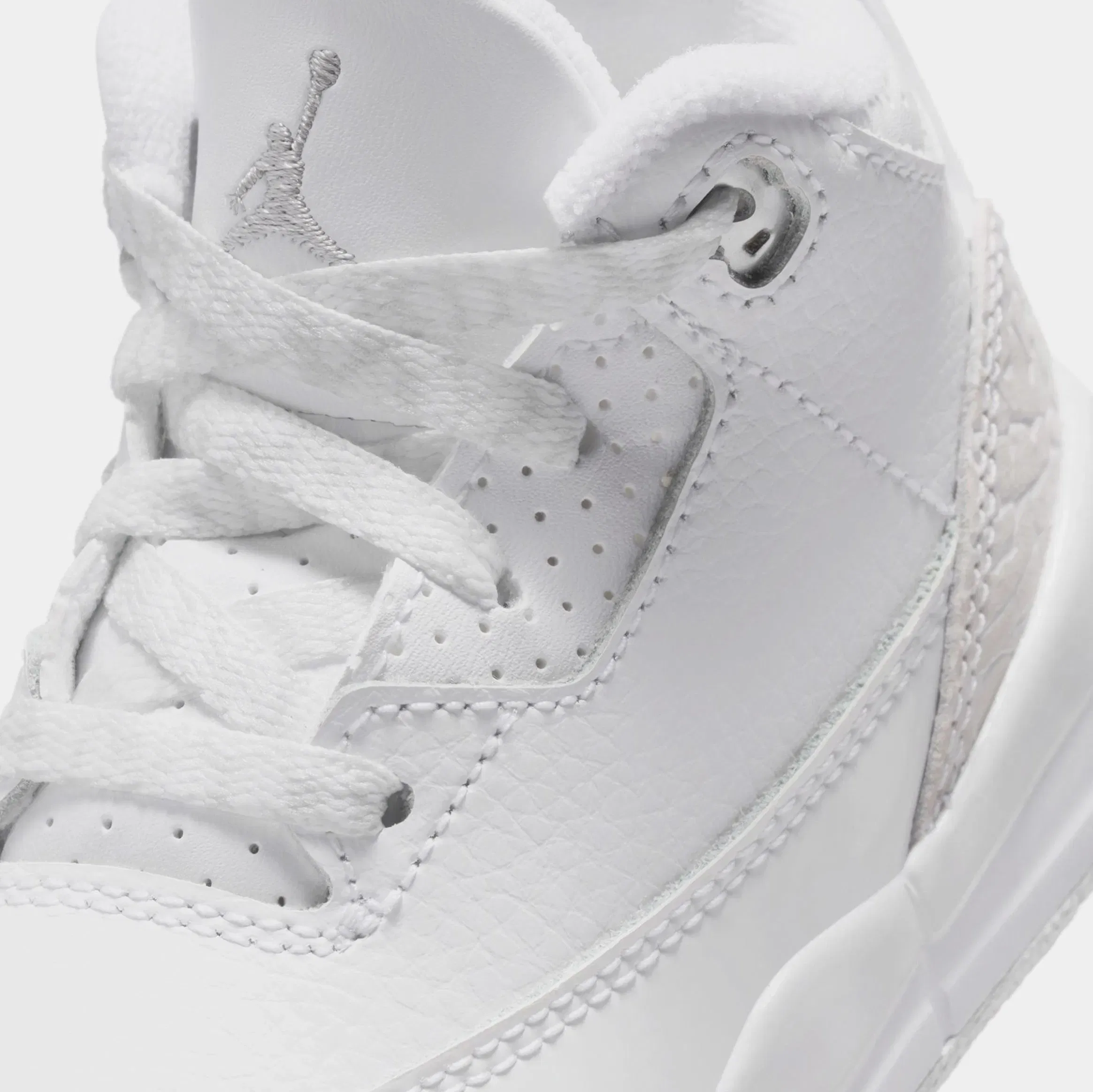 Air Jordan 3 Retro White and Silver Infant Toddler Lifestyle Shoes (White/Metallic Silver)