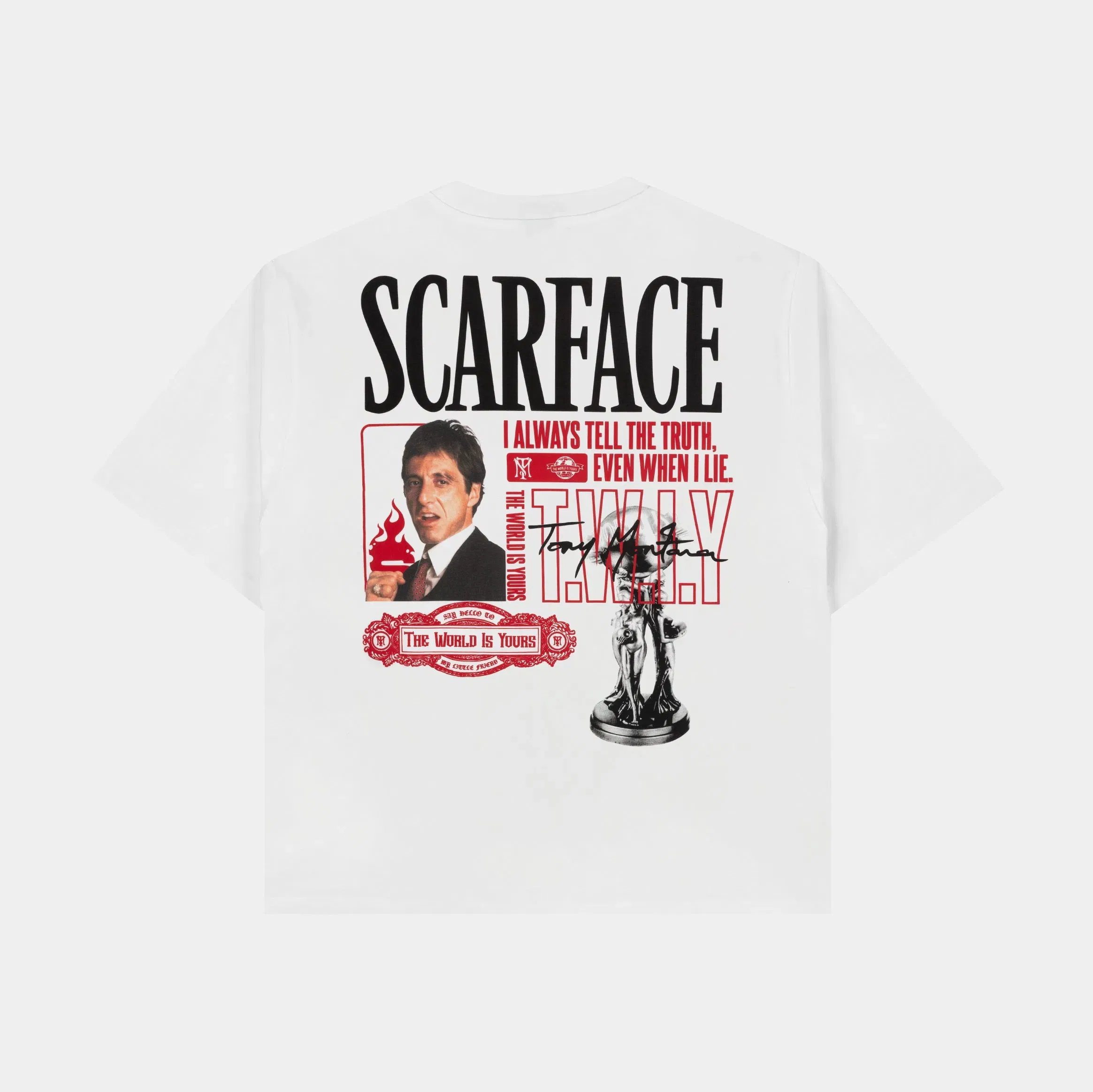 SCARFACE X SP SP x Scarface The Trophy Mens Short Sleeve Shirt (White/Red)