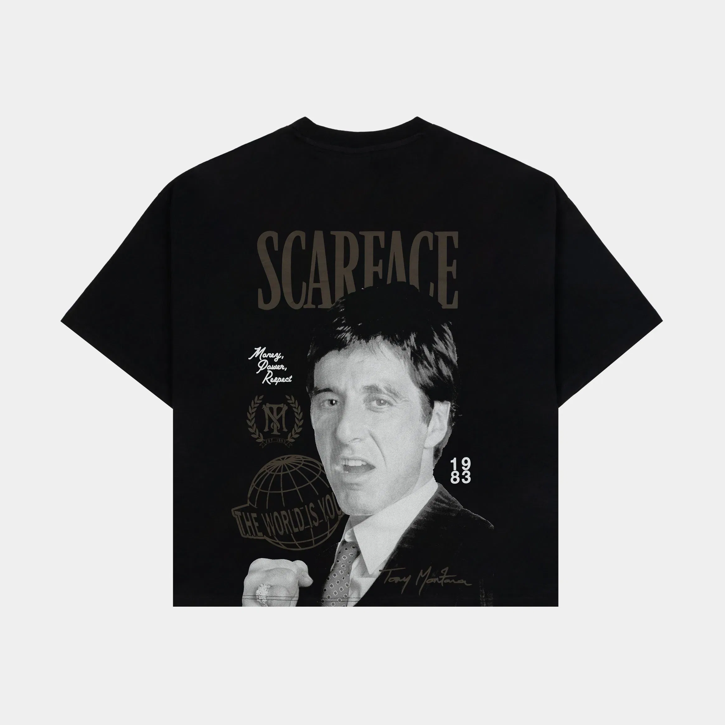 SCARFACE X SP SP x Scarface Tony Portrait Mens Short Sleeve Shirt (Black/Taupe)