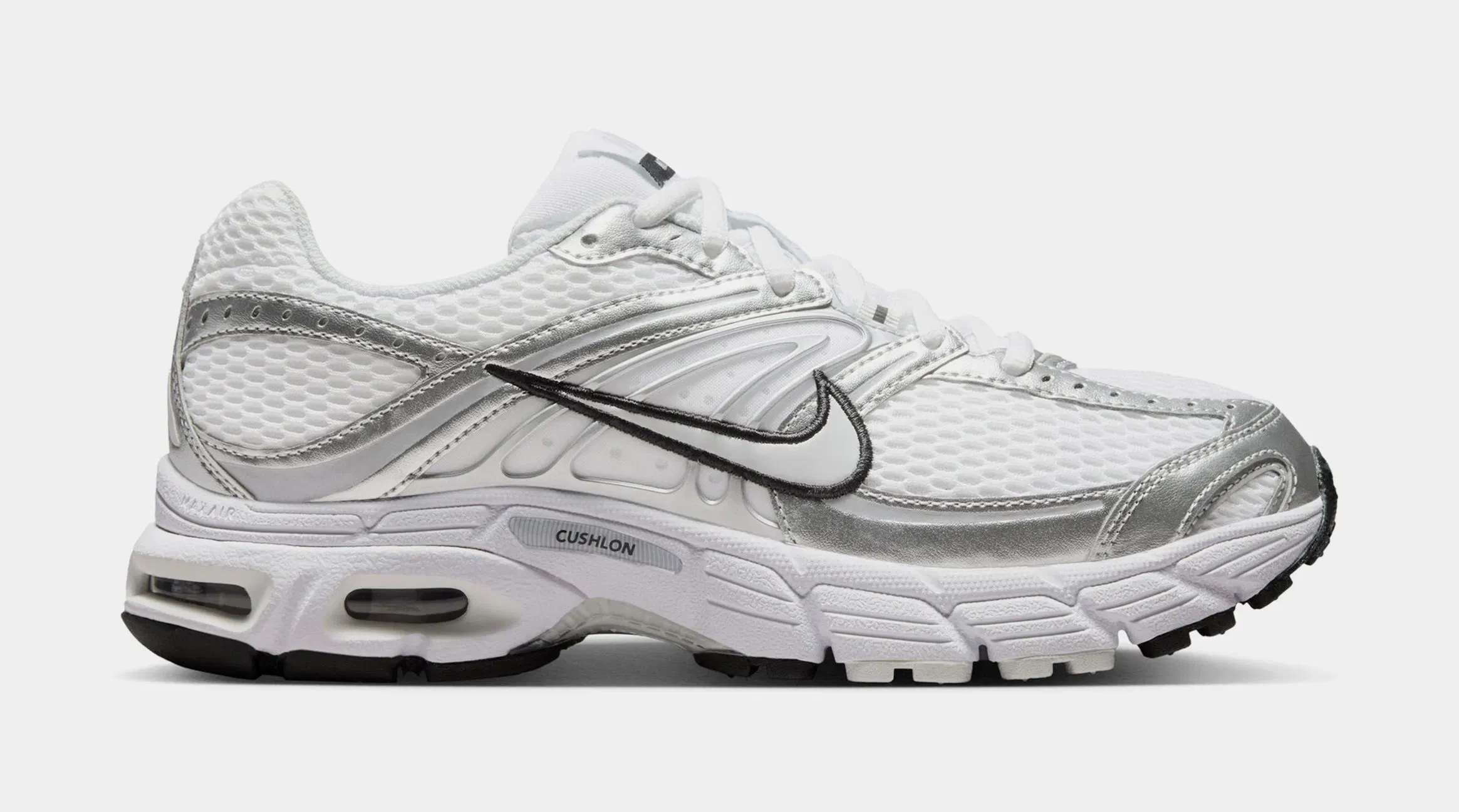 Nike Air Max Moto 2K Womens Running Shoes (White/Metallic Silver/Black/Photon Dust)