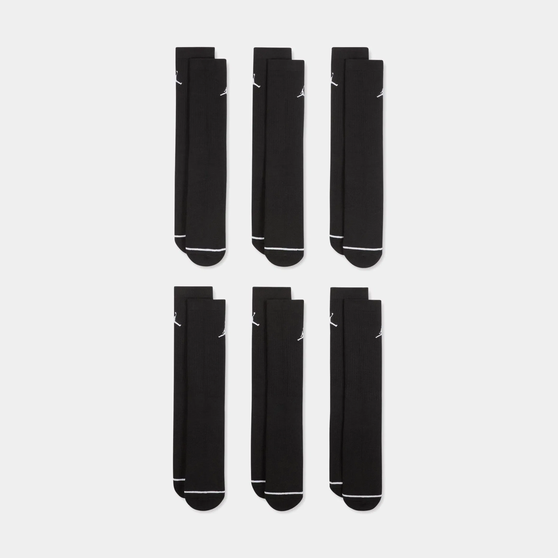 Air Jordan Everyday Cushioned 6 Pack Crew Mens Socks (Black/White)