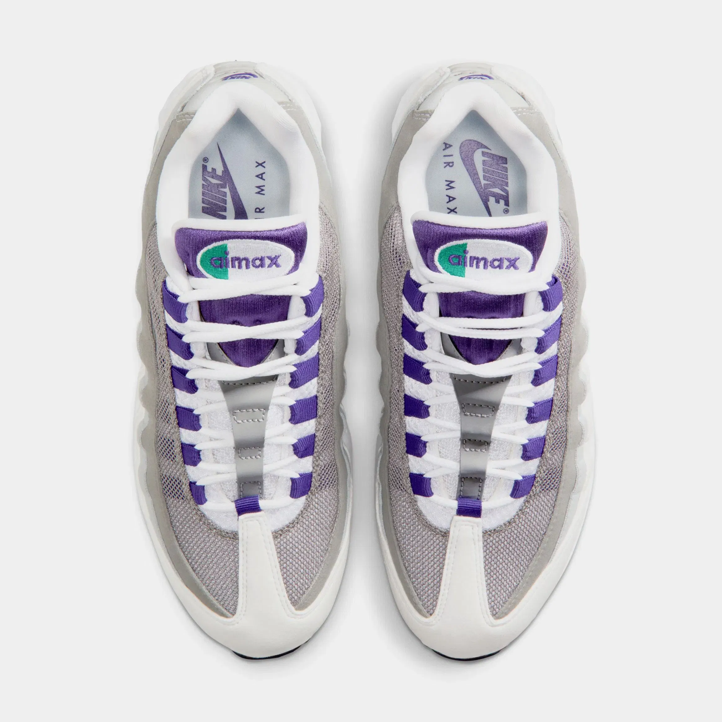 Nike Air Max 95 Big Bubble Grape Womens Running Shoes (White/Emerald Green/Wolf Grey/Court Purple)