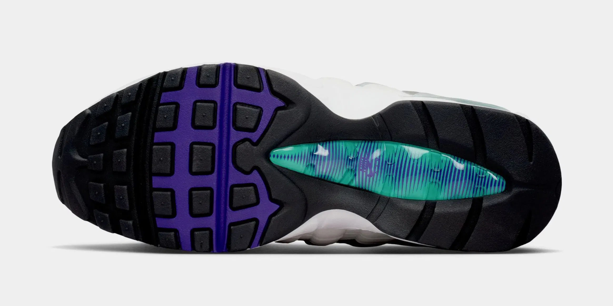 Nike Air Max 95 Big Bubble Grape Womens Running Shoes (White/Emerald Green/Wolf Grey/Court Purple)