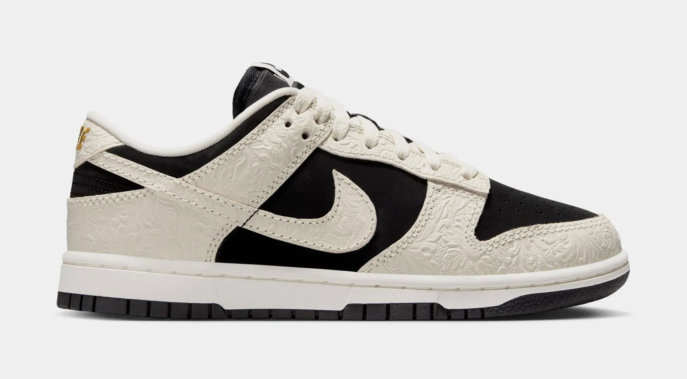 Nike Dunk Low Embossed Womens Lifestyle Shoes (Black/Sail/Metallic Gold/Sail)