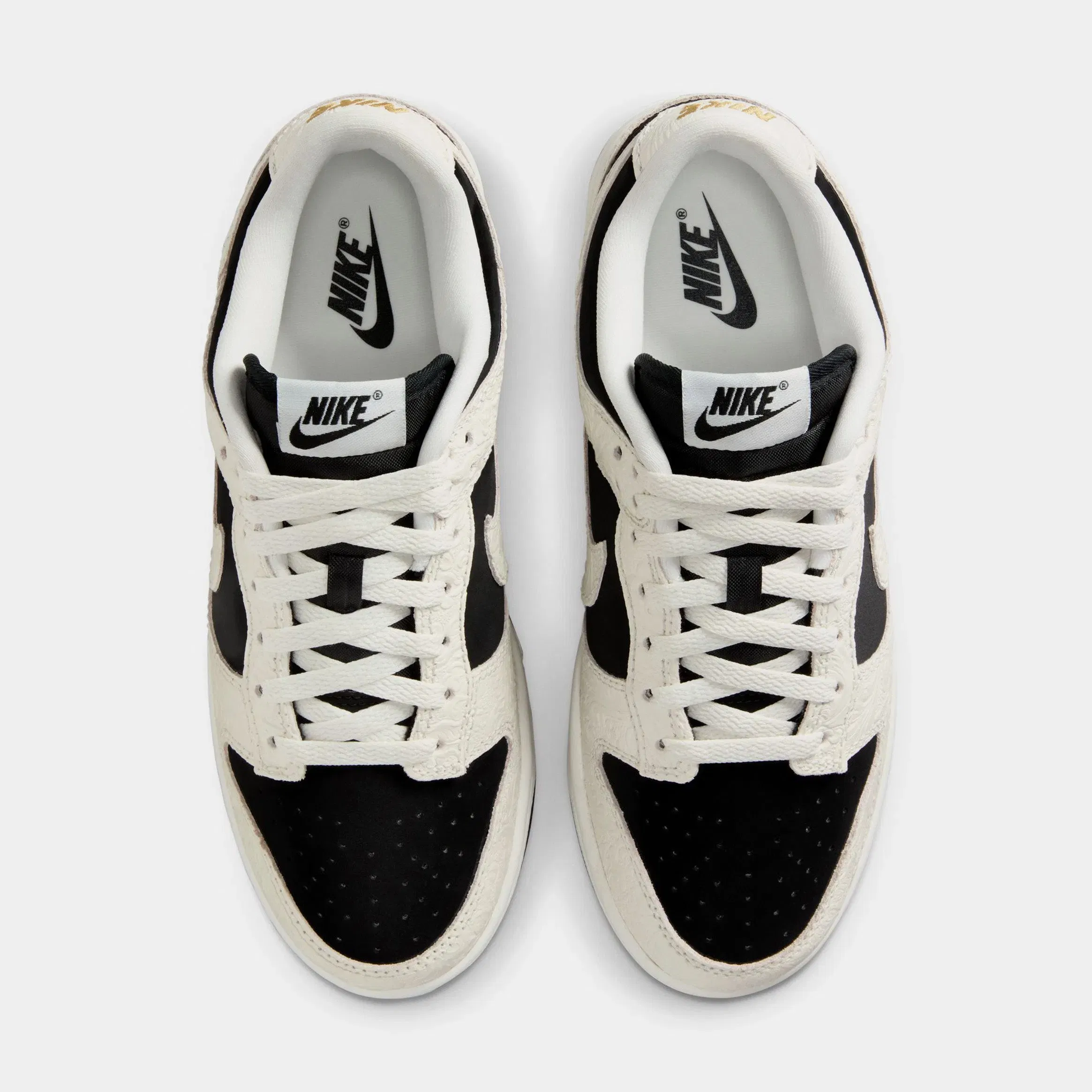 Nike Dunk Low Embossed Womens Lifestyle Shoes (Black/Sail/Metallic Gold/Sail)