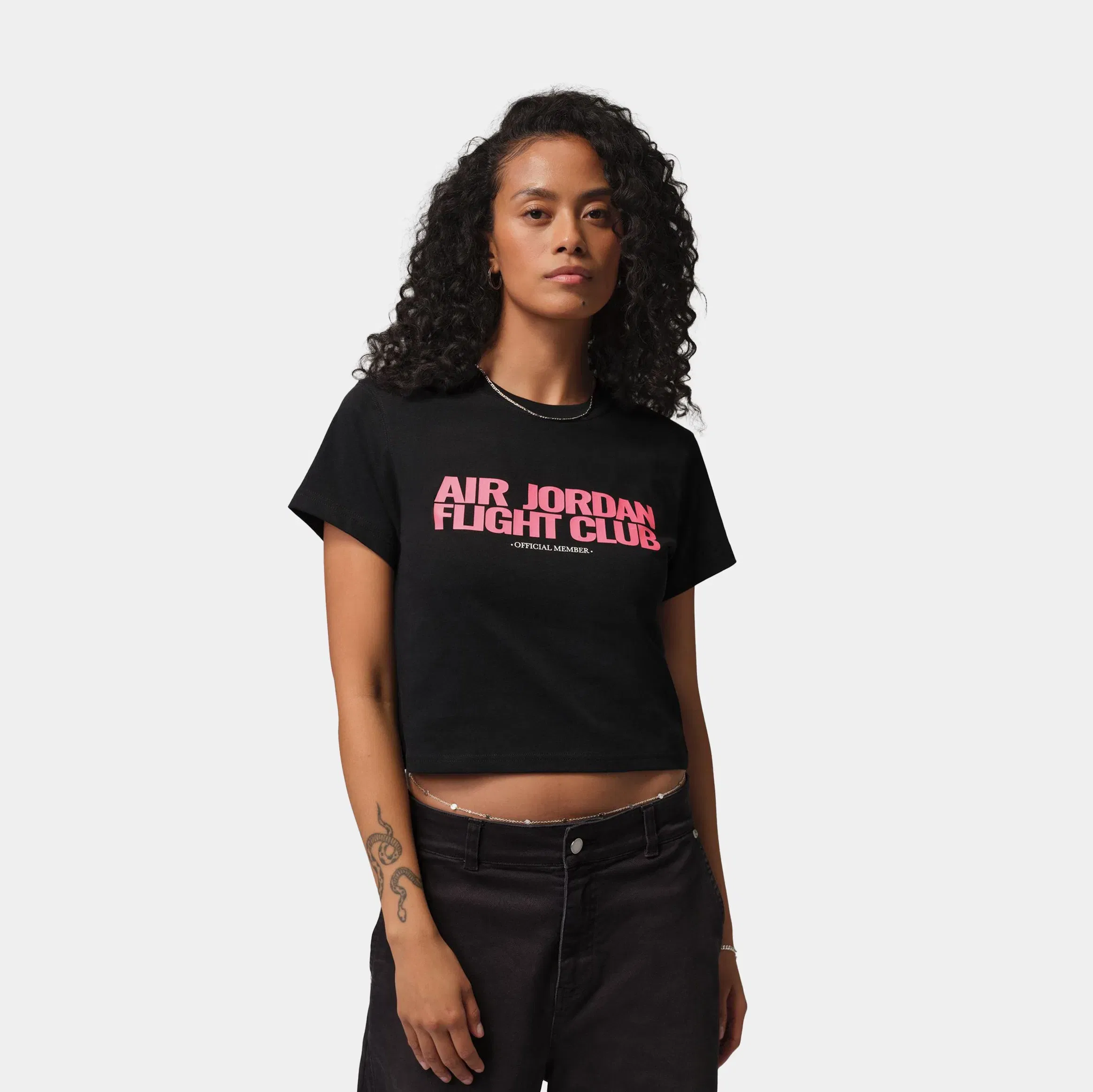 Air Jordan Flight Club Graphic Womens Short Sleeve Shirt (Black)