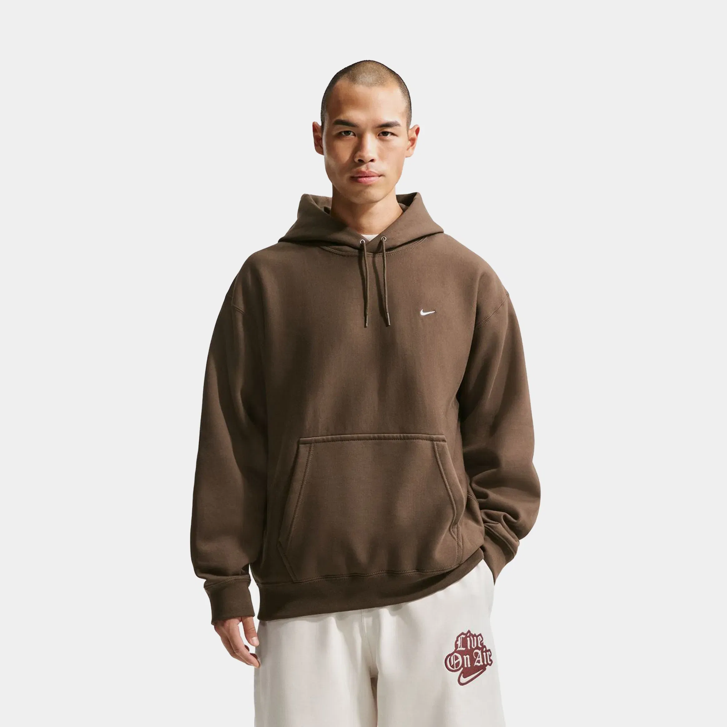 Nike Solo Swoosh Pullover Fleece Mens Hoodie (Dark Hazel/White)