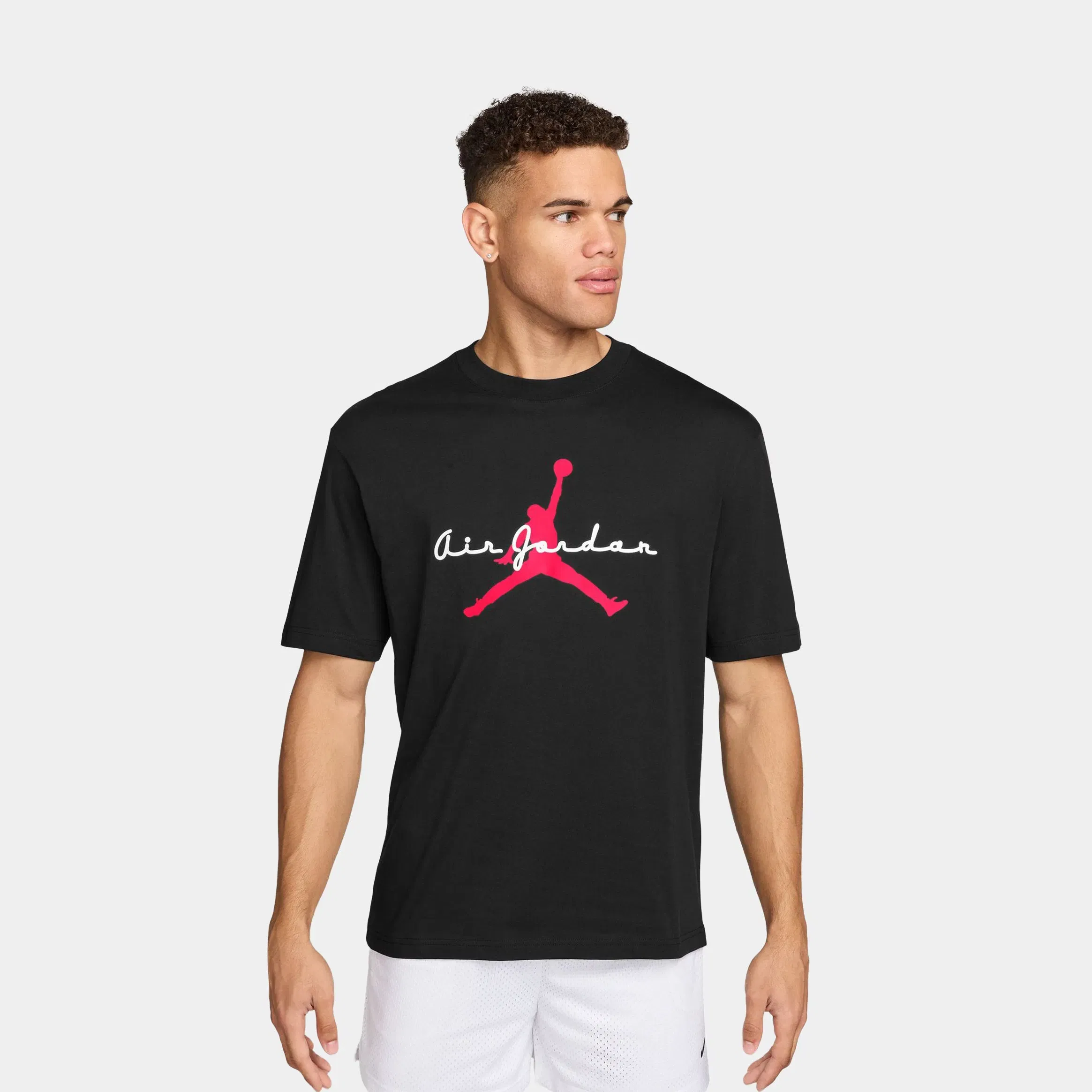 Air Jordan Brooklyn Air Jordan Graphic Mens Short Sleeve Shirt (Black/White/Infrared 23)