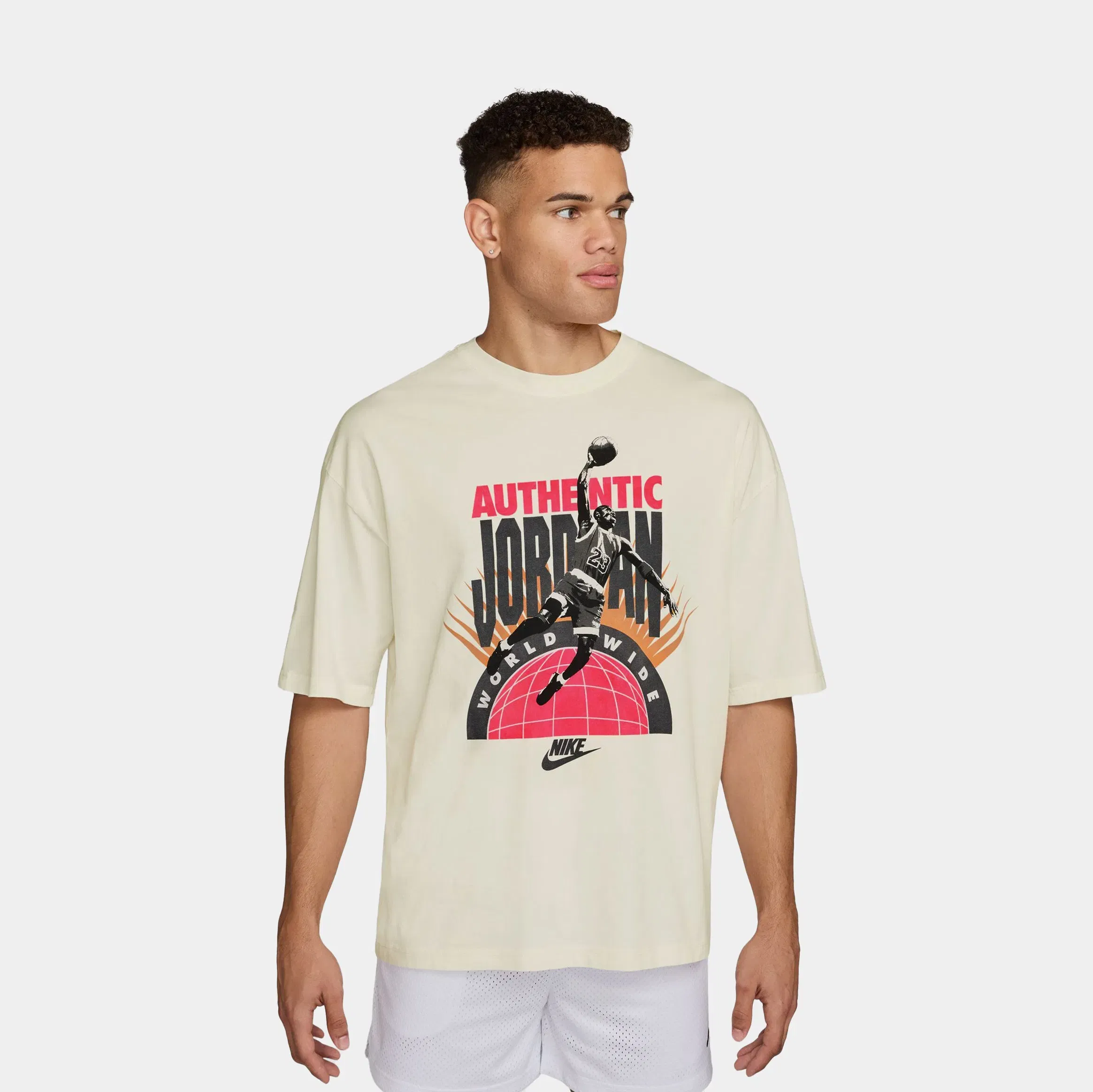 Air Jordan Oversized Reissue Mens Short Sleeve Shirt (Sail/Infrared 23)