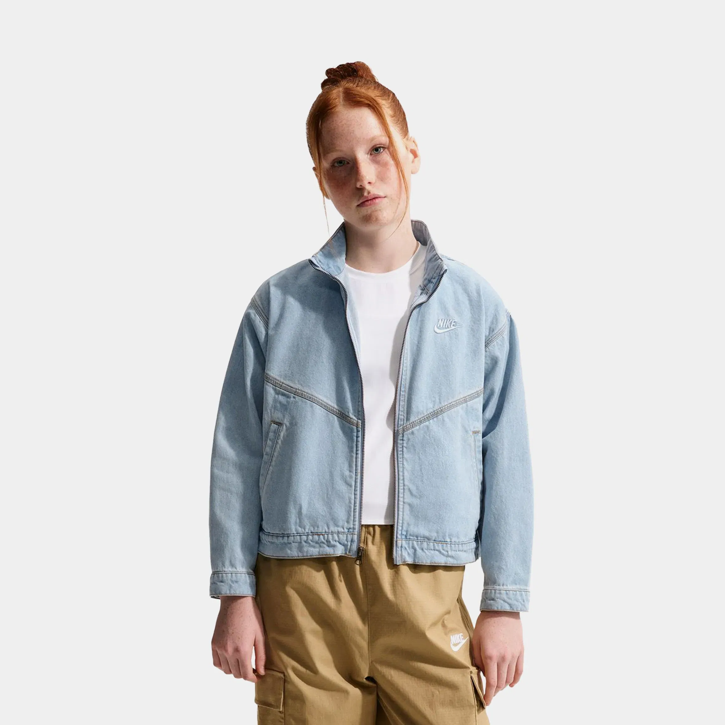 Nike NSW Collection Windrunner Denim Grade School Jacket (Light Armory Blue/Light Armory Blue)