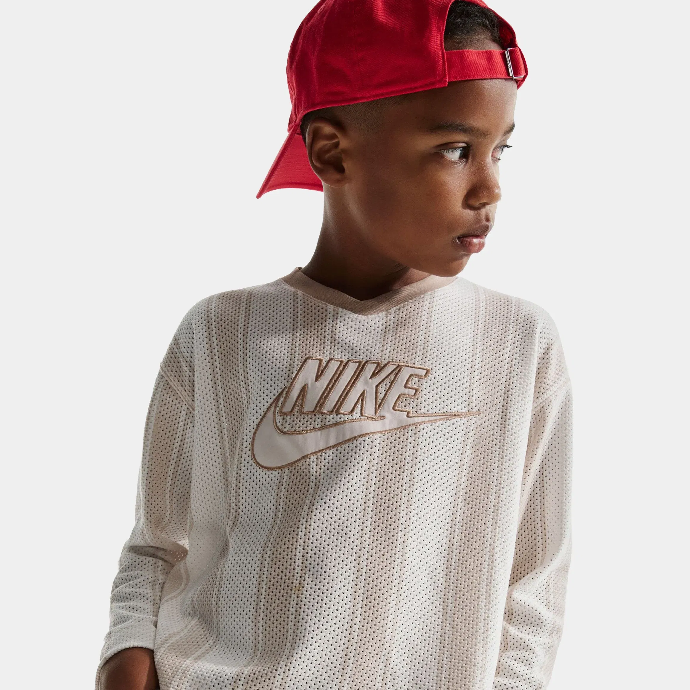 Nike NSW Long Sleeve Mesh Grade School Jersey (Light Orewood Brown/Linen/light Orewood Brown)