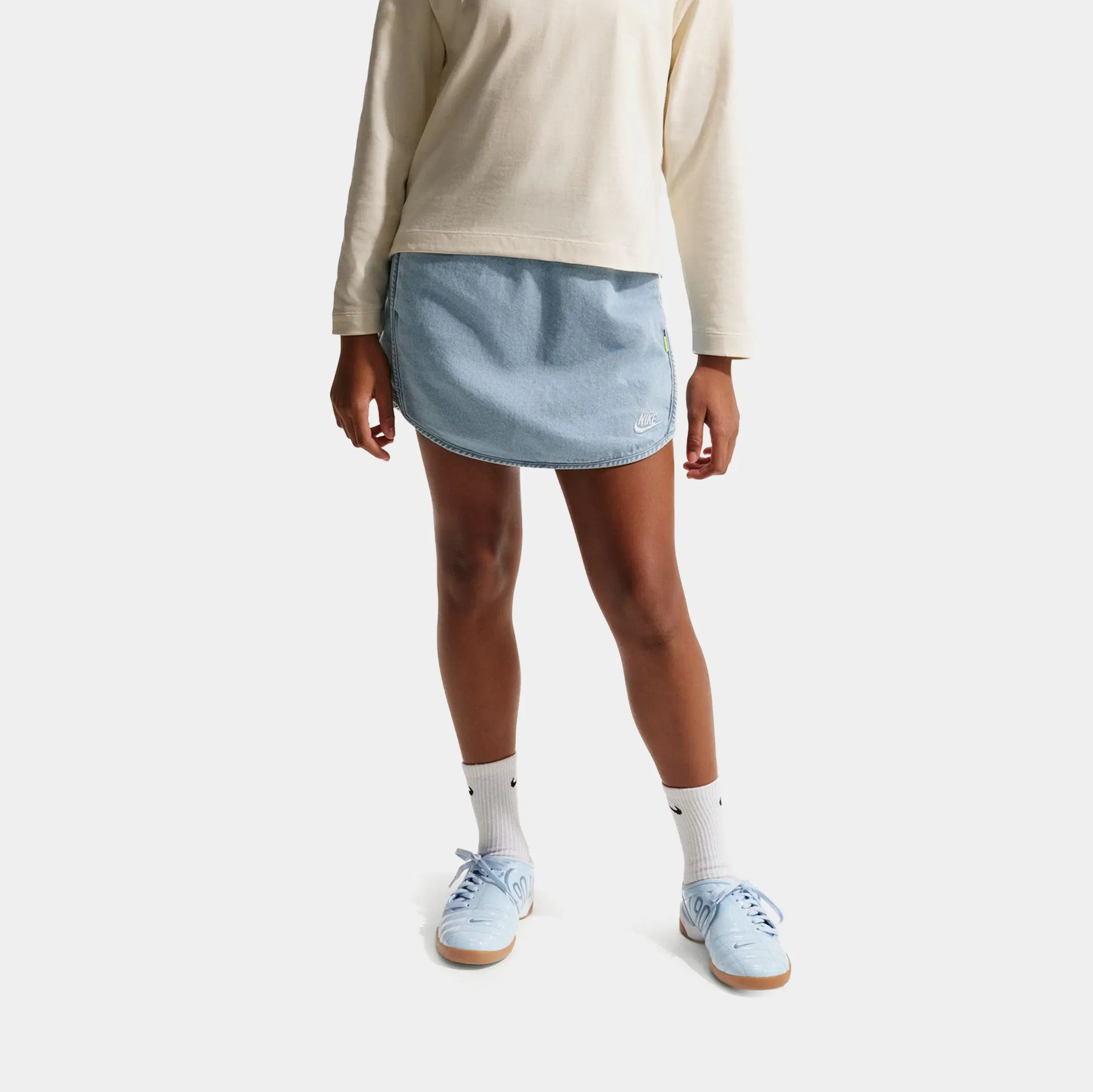 Nike NSW Denim Grade School Skirt (Light Armory Blue/Light Amory Blue)