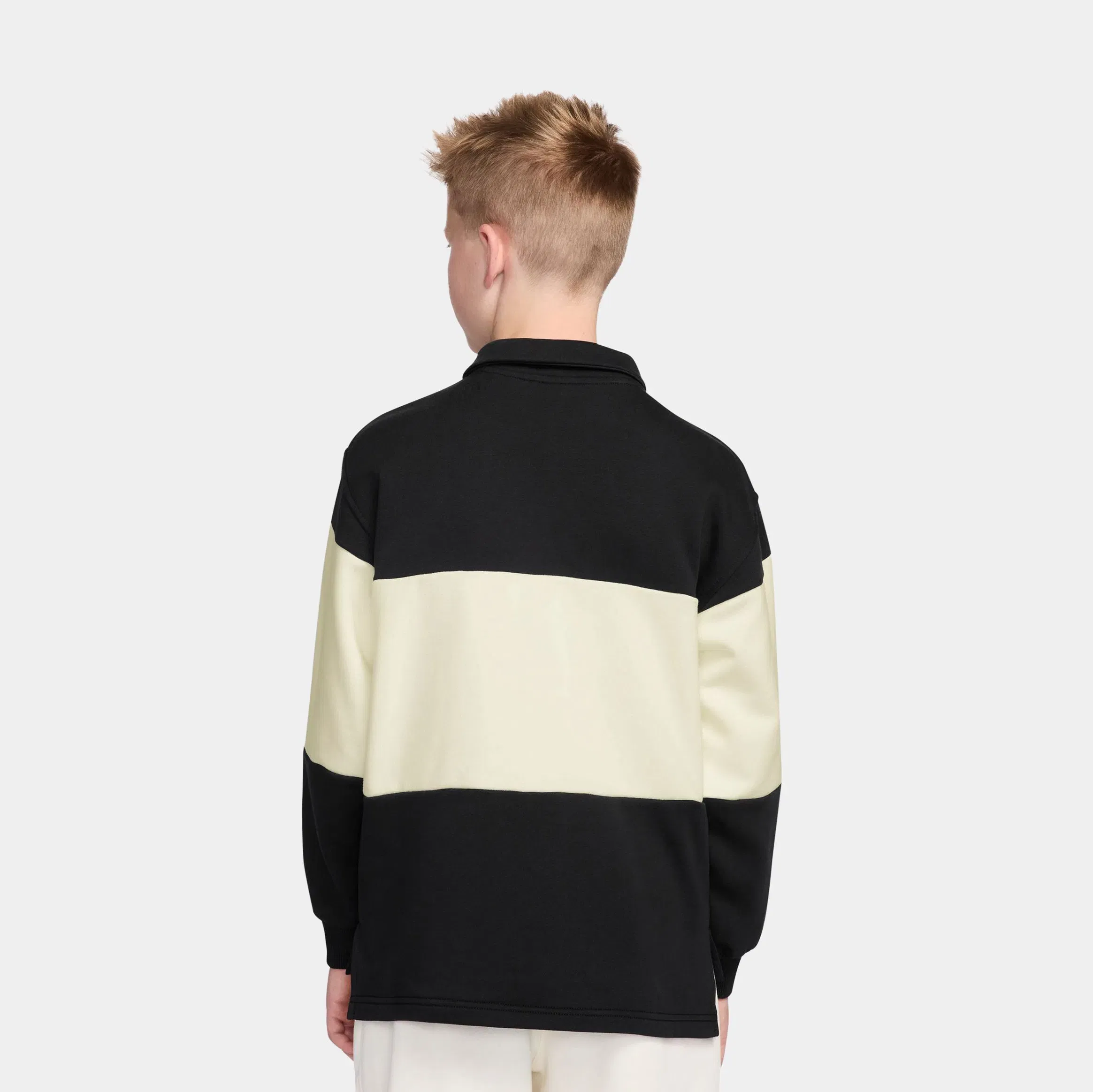 Nike NSW Club French Terry Rugby Grade School Long Sleeve Shirt (Black/Sail/White)