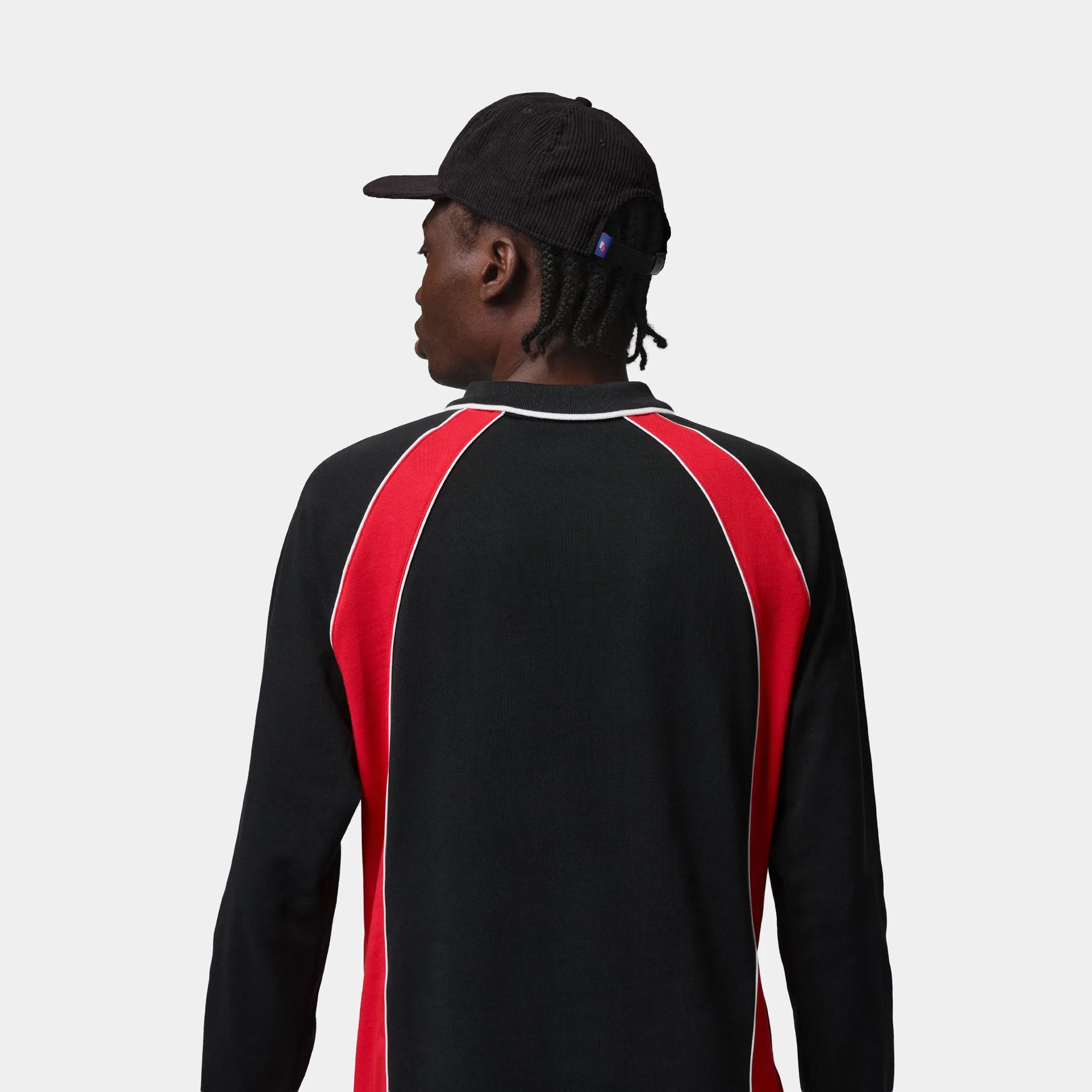 Air Jordan Flight Polo Long Sleeve Mens Jersey (Black/Red)