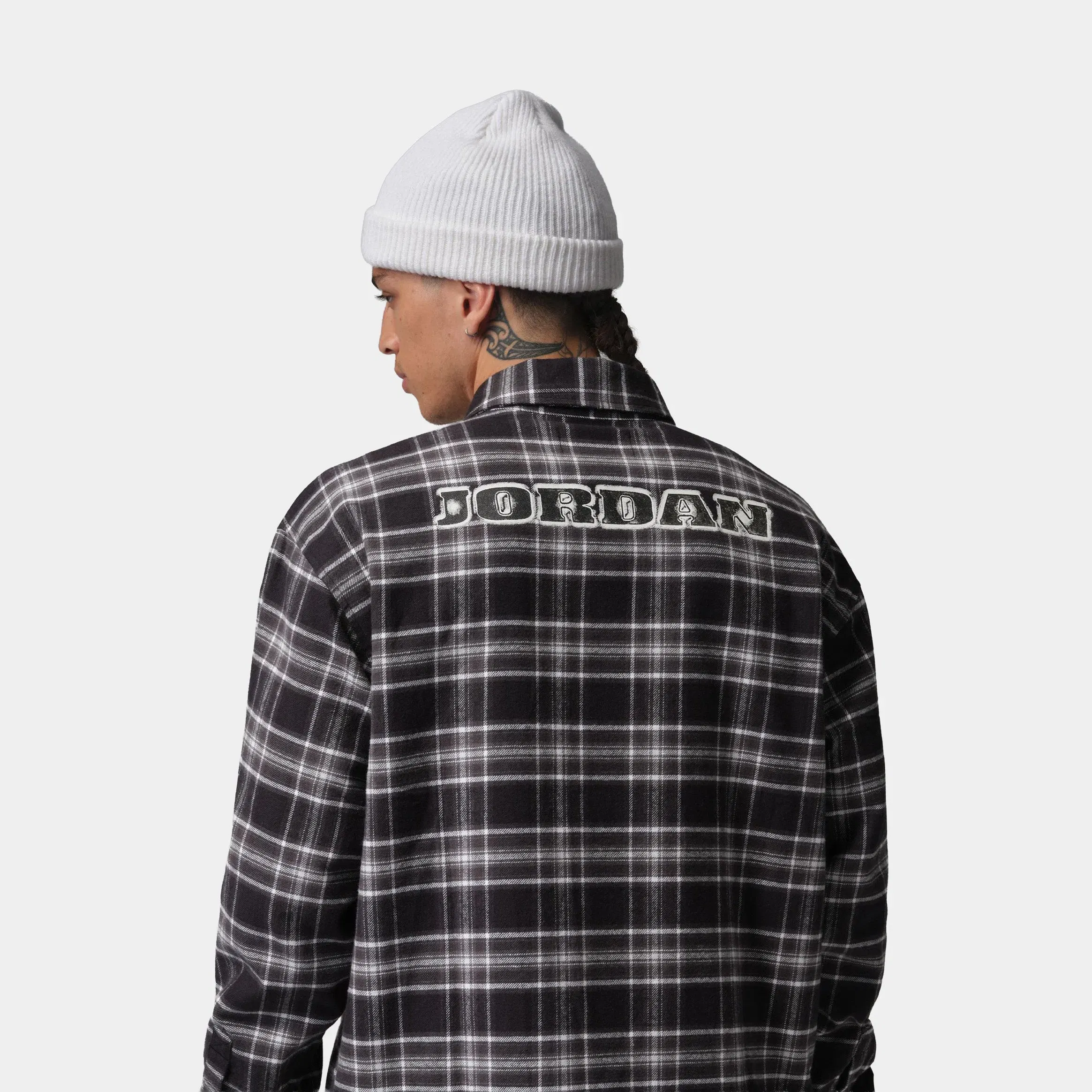 Air Jordan Brooklyn Graphic Flannel Mens Long Sleeve Shirt (Black/Sail)