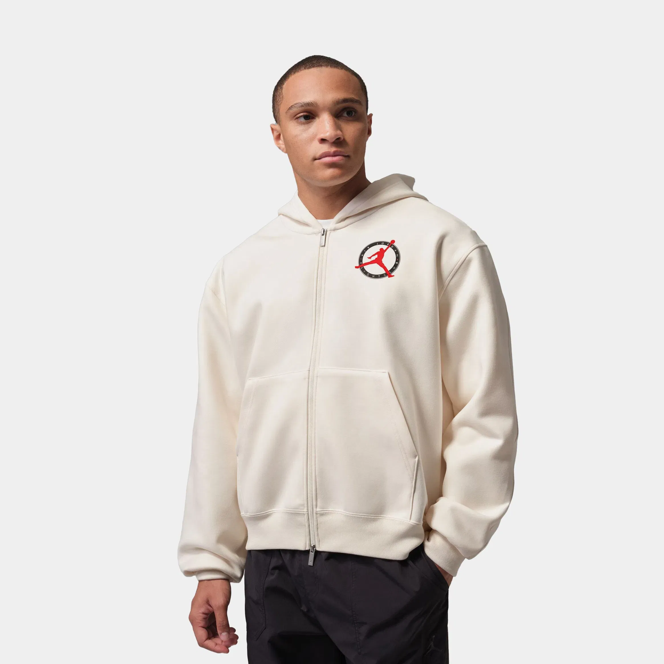 Air Jordan Jordan Flight Club Fleece Full Zip Knit Mens Sweatshirt (Pale Ivory)