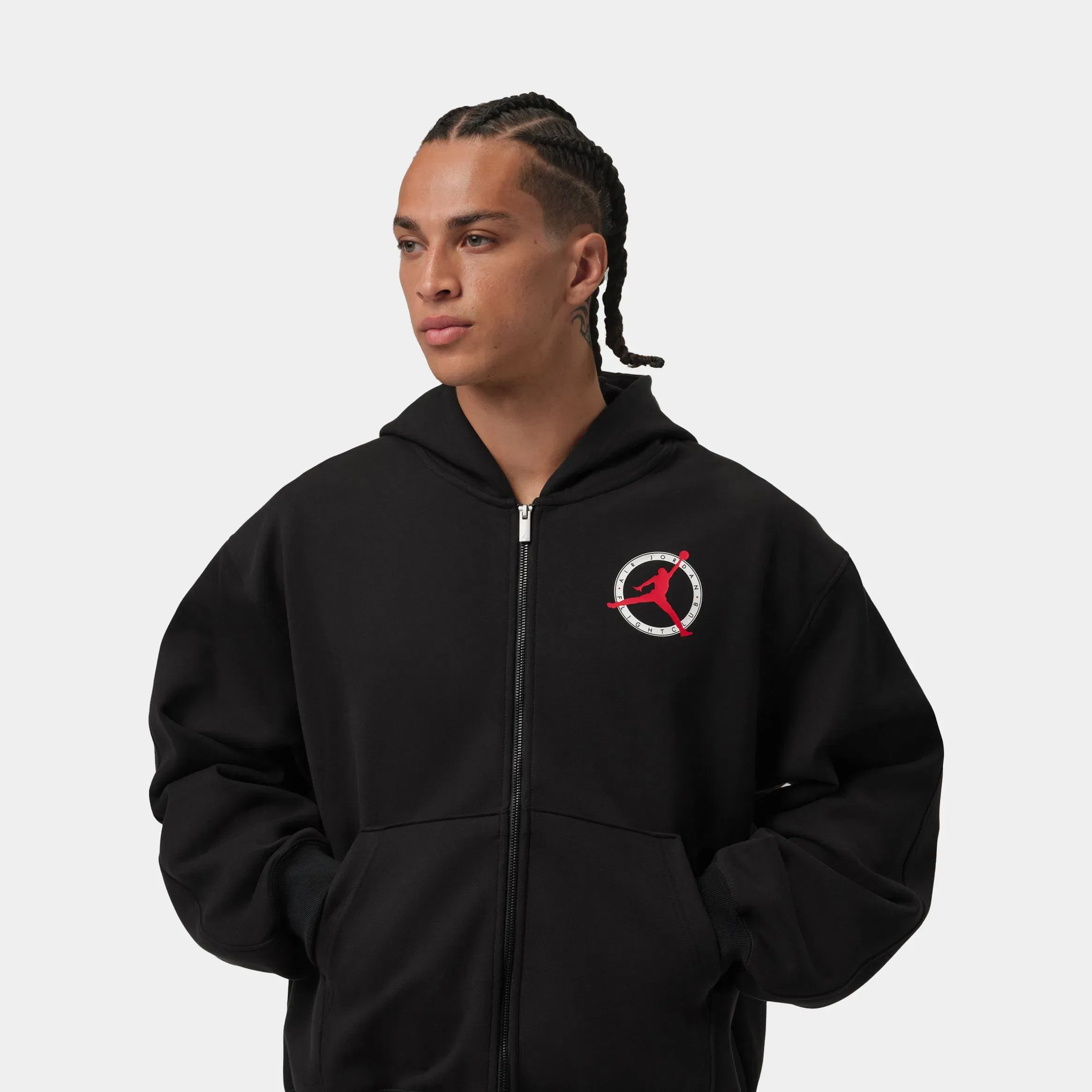 Air Jordan Jordan Flight Club Fleece Full Zip Knit Mens Hoodie (Black)