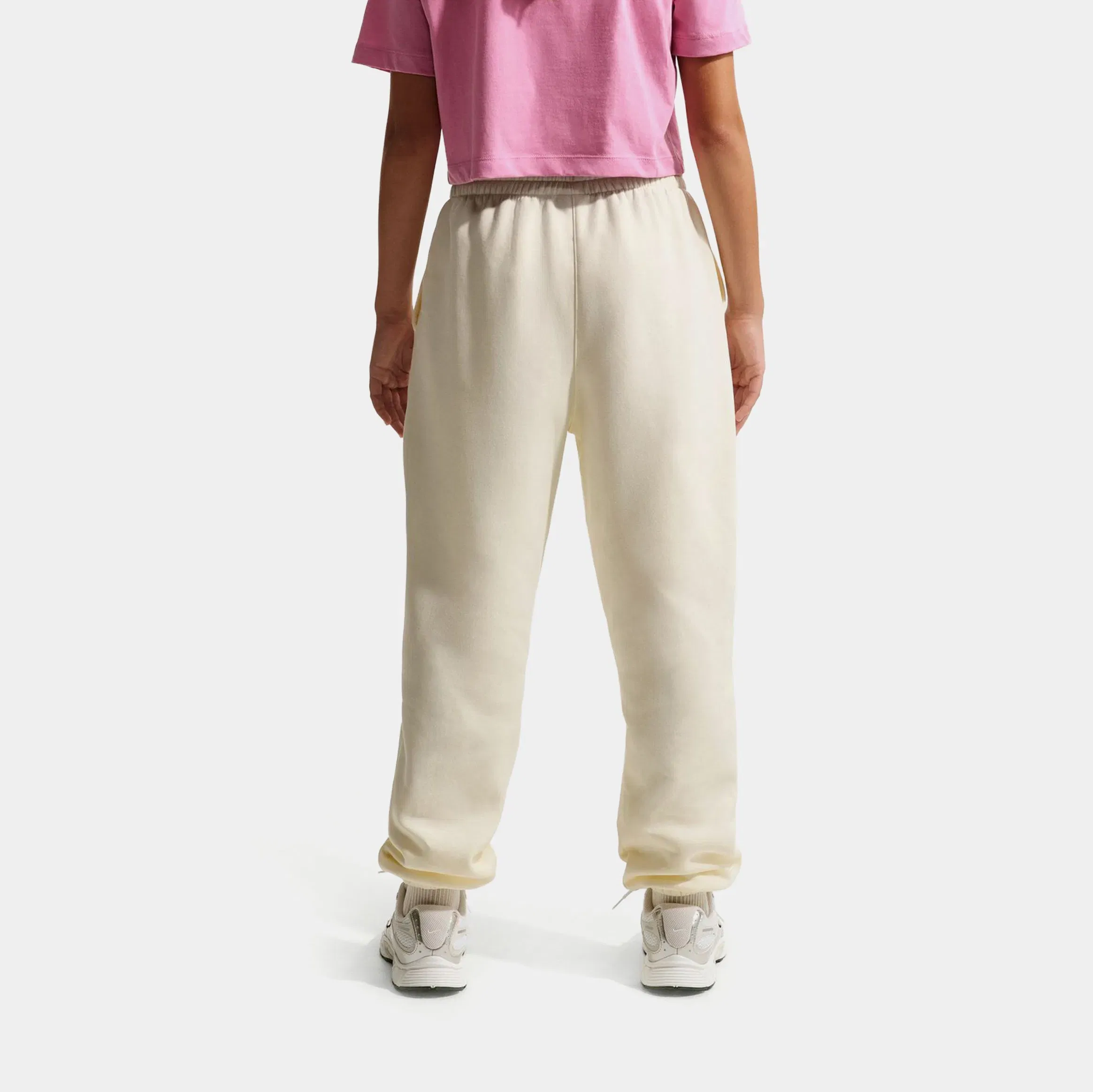 Nike NSW Club Fleece Loose Graphic Grade School Joggers (Beige/Pink)