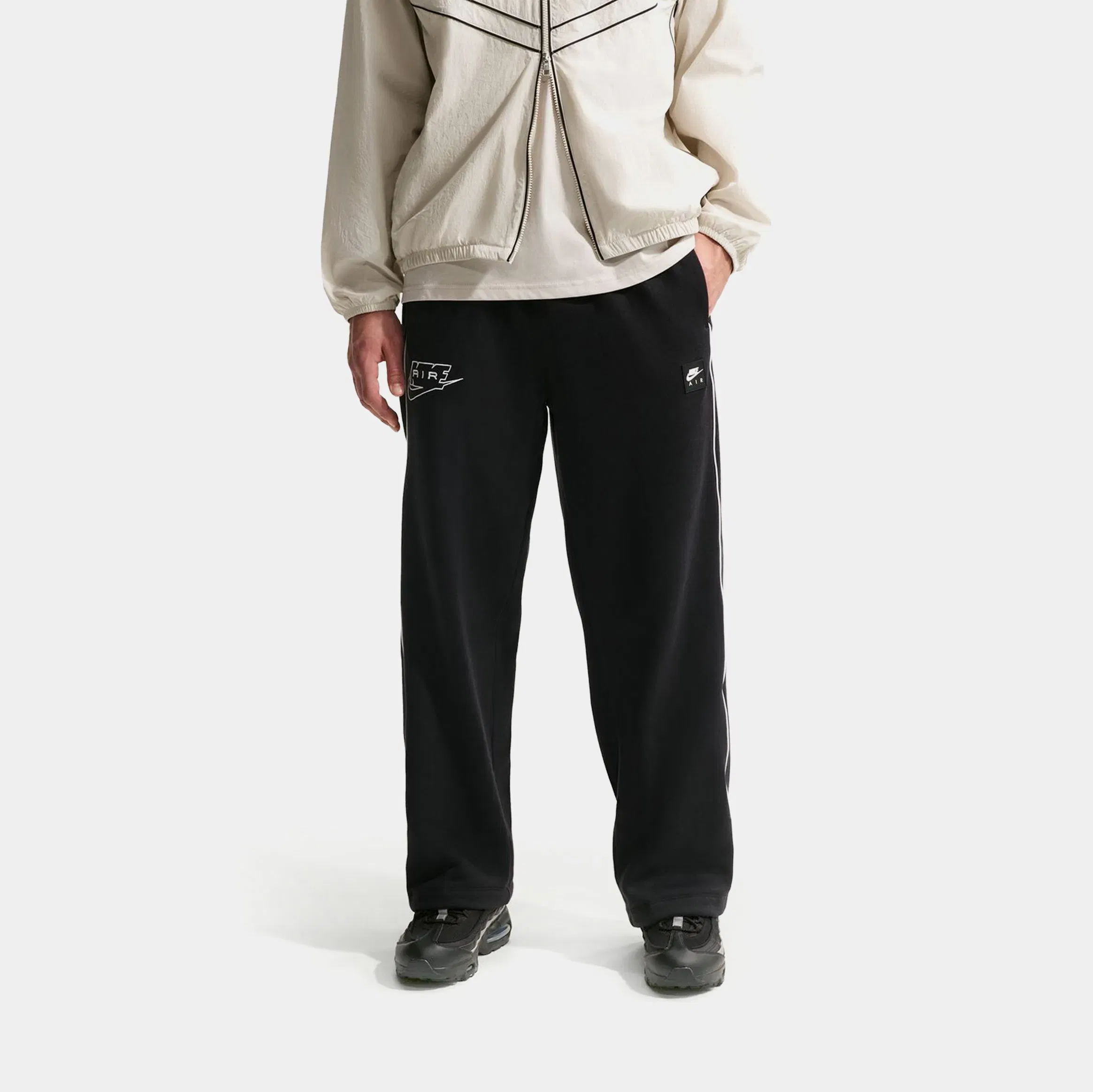Nike Air Open Hem Fleece Mens Pants (Black/White)