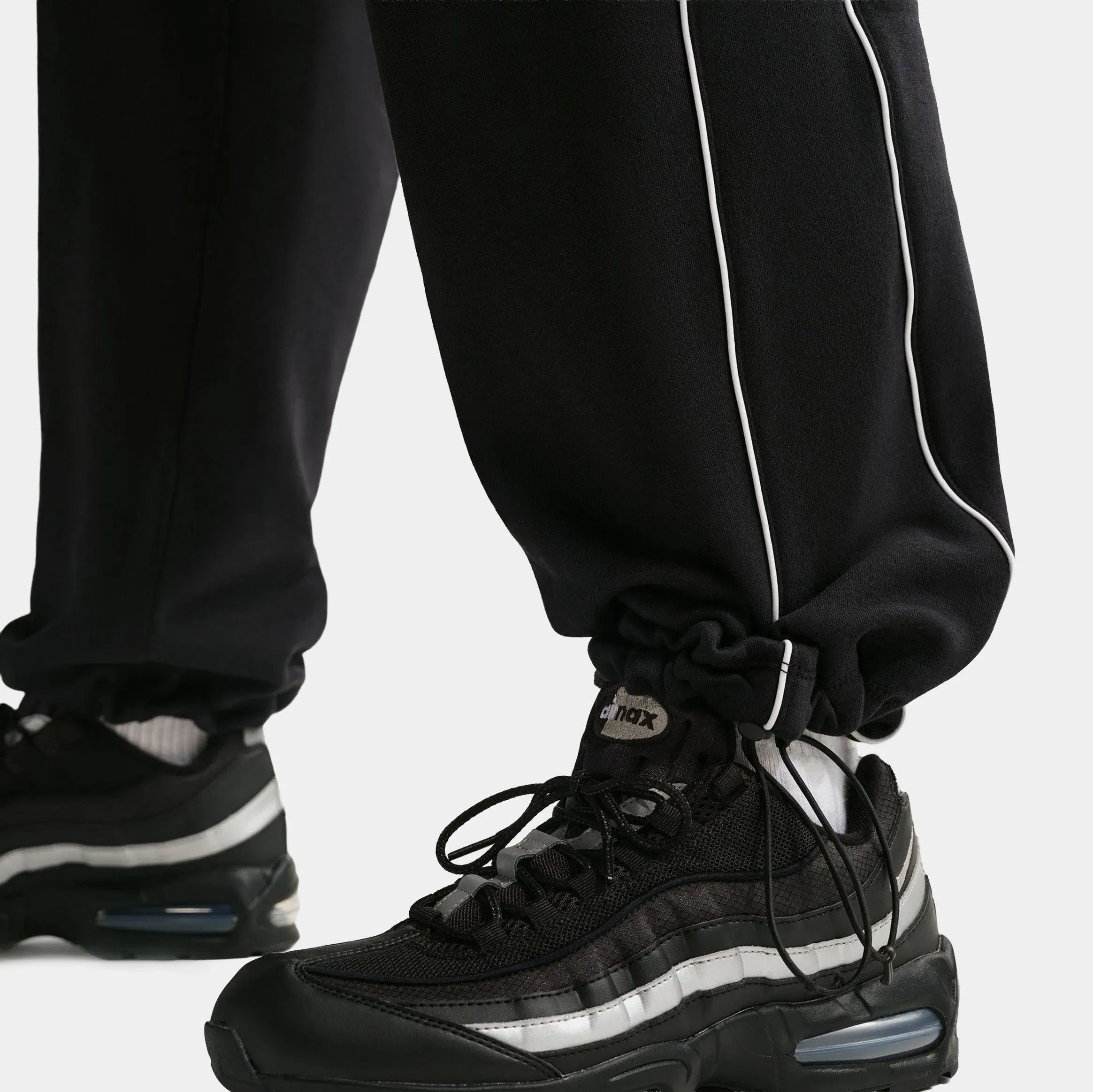Nike Air Open Hem Fleece Mens Pants (Black/White)