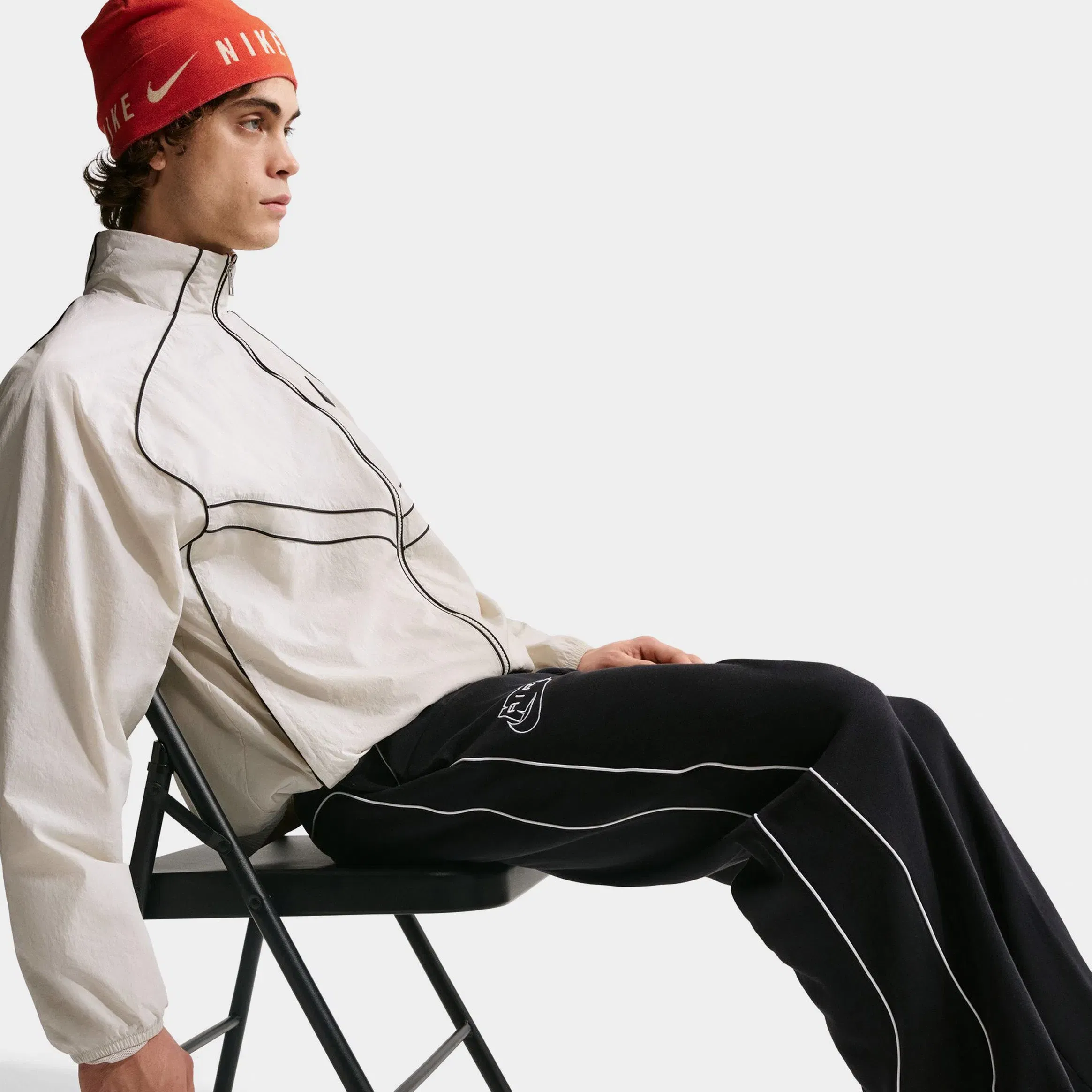Nike Air Open Hem Fleece Mens Pants (Black/White)