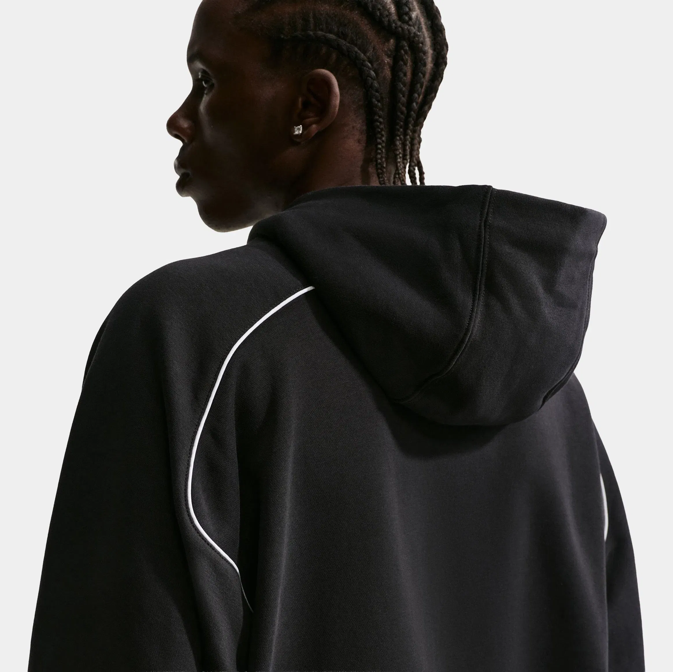Nike Air Fleece Pullover Mens Hoodie (Black/Black/White)