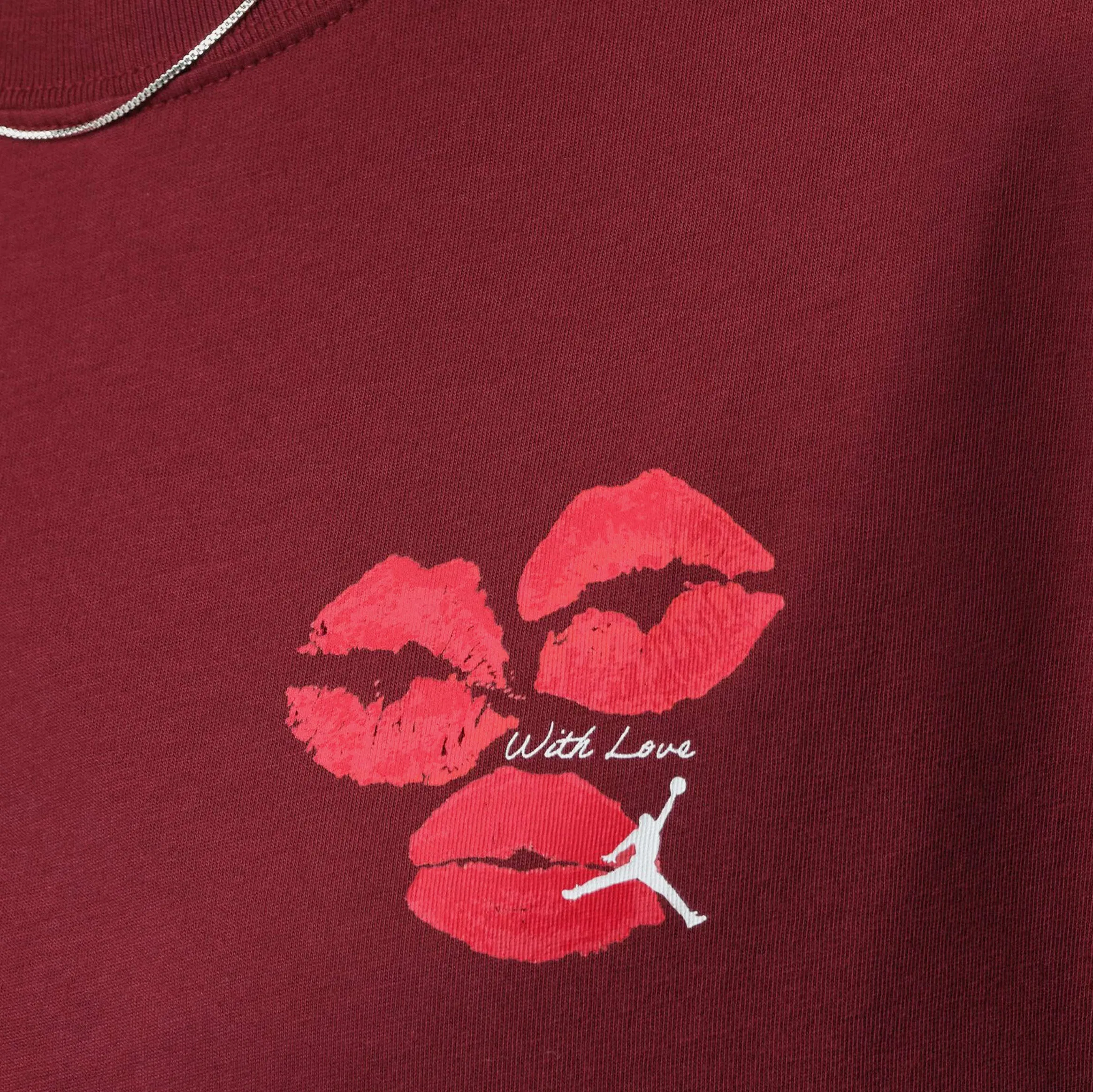 Air Jordan Flight Graphic Kiss Womens Short Sleeve Shirt (Team Red/White)